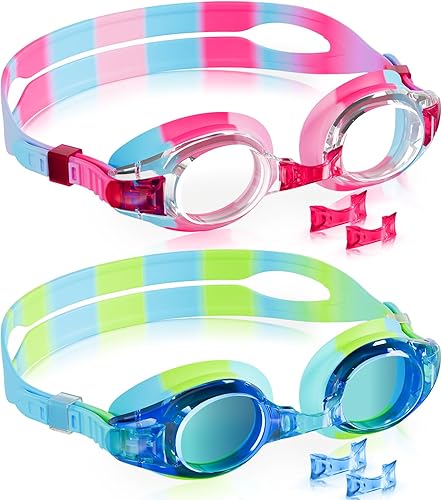 Miniatura 32 de Aegend - Paquete de 2 gafas para niños, gafas de natación para niños de 4 a 16 años, niños y niñas jóvenes, gafas de piscina antivaho, impermeables,