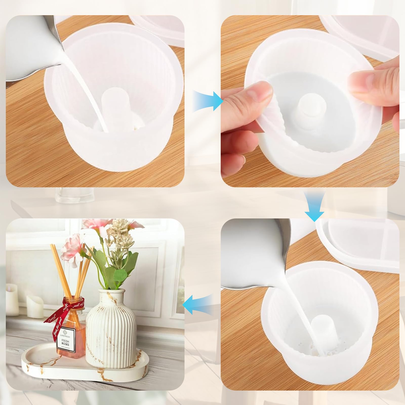 Luckwaii Vase Moule Silicone Plateau 3D Bougie Fleur De Lotus