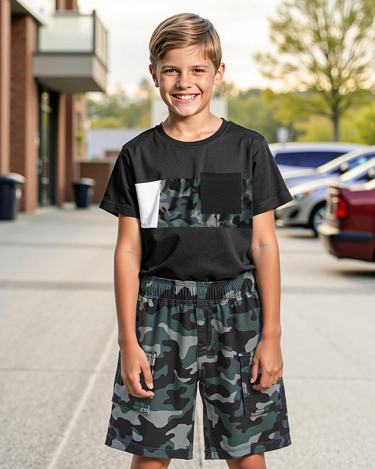 Boys Summer Outfits Short Sleeve T-shirt and Shorts Set 2PCS Boy Clothes Size 6-16 Years - Image 4