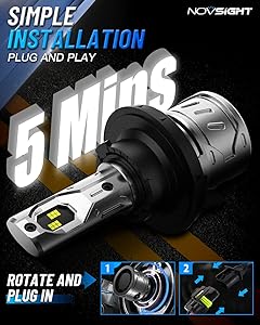 NOVSIGHT H13/9008 Bulbs Upgraded, 400% Brightness H13 Fog Bulbs, Quick Installation 9008, Pack of 2