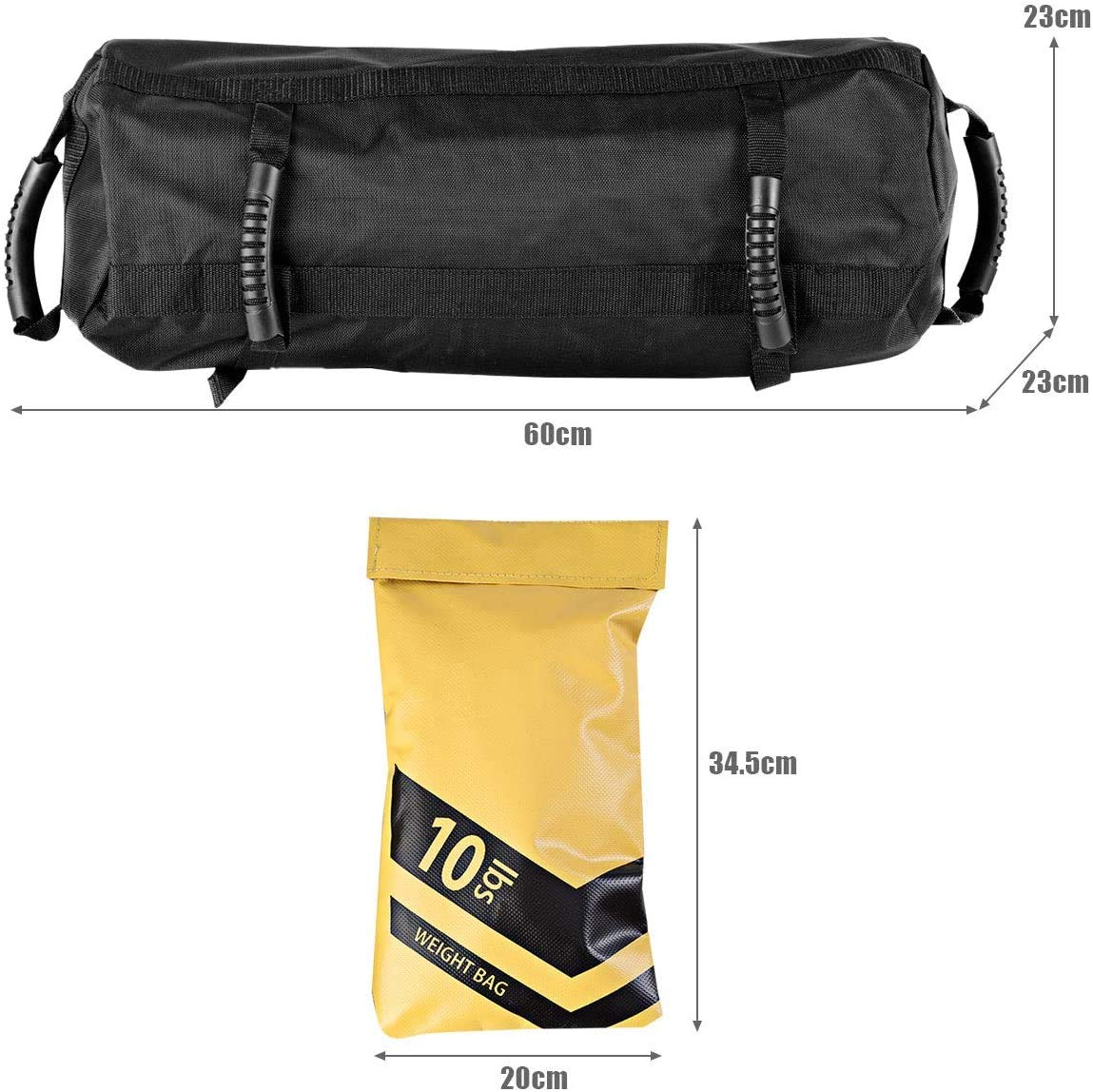 RELAX4LIFE Sandbag 4,5-27 kg, Gewichtssack mit 6 Gummigriffe, Trainingssandsack inkl. Oxford-Tasche, Sandsack einstellbar, Force Bag Functional für Krafttraining Fitness Gewichtheben