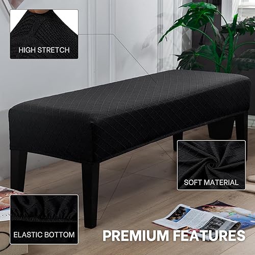 Vista 106 de SearchI Funda para banco de comedor, fundas largas elásticas y lavables para asiento de banco de banco rectangular, para comedor, sala de estar