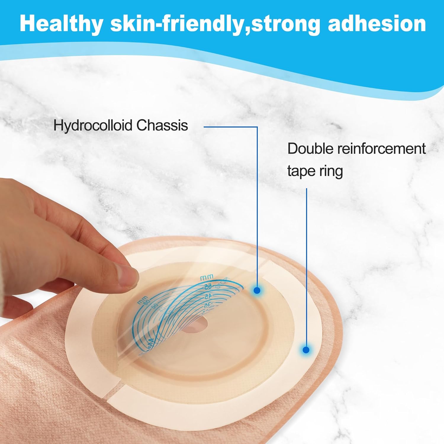 Colostomy Bags - Portable & Comfortable, 40 PCS Skin-Friendly Ostomy Bag for Kids/Adults, One Piece with Closure Colostomy Supplies, 20-65mm Cut-to-Fit, Easy to Use