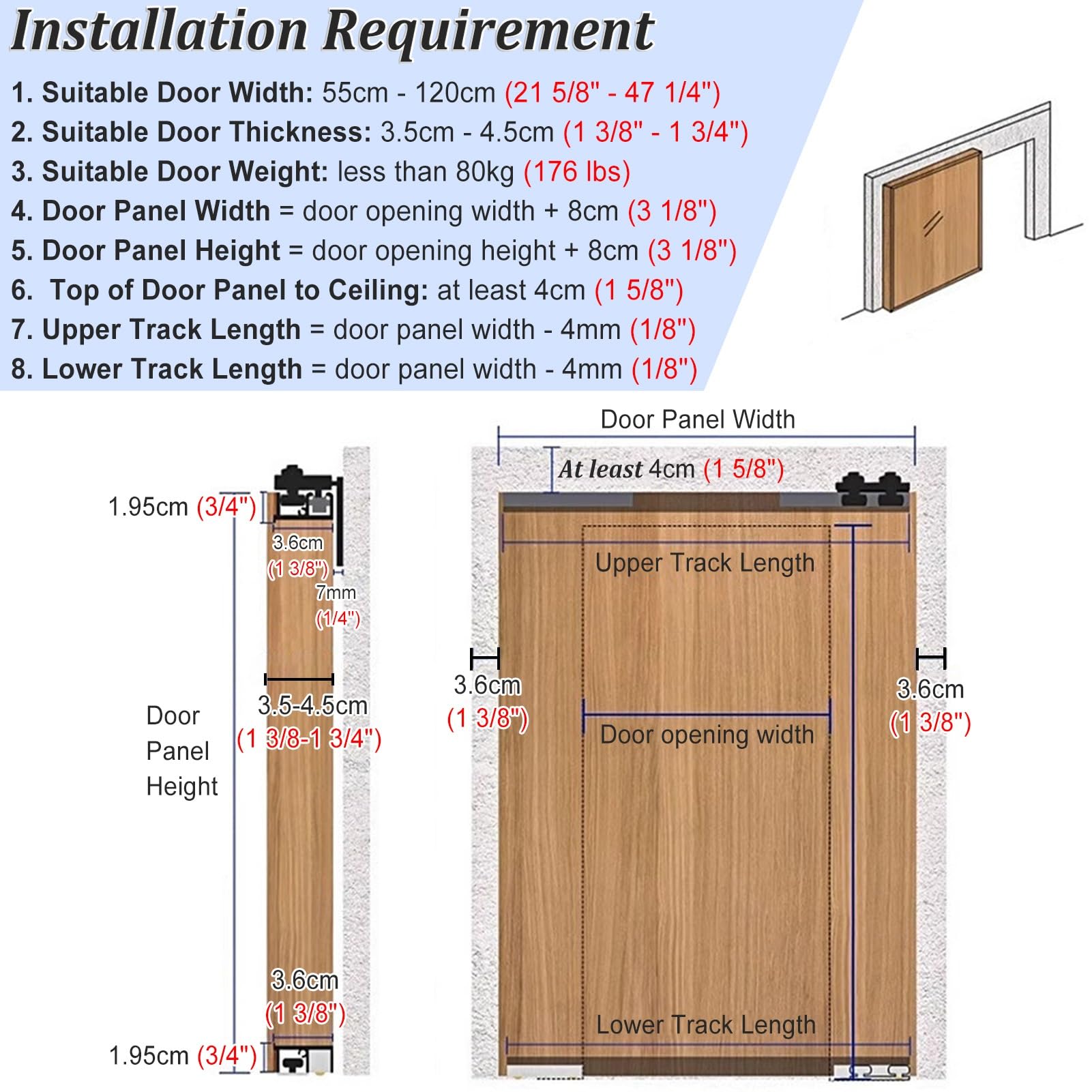 Moderno sistema de herrajes para puerta corrediza de granero, diseño flotante sin rieles, riel de metal, para interiores y exteriores, kit de rieles para una fácil instalación y decoración elegante