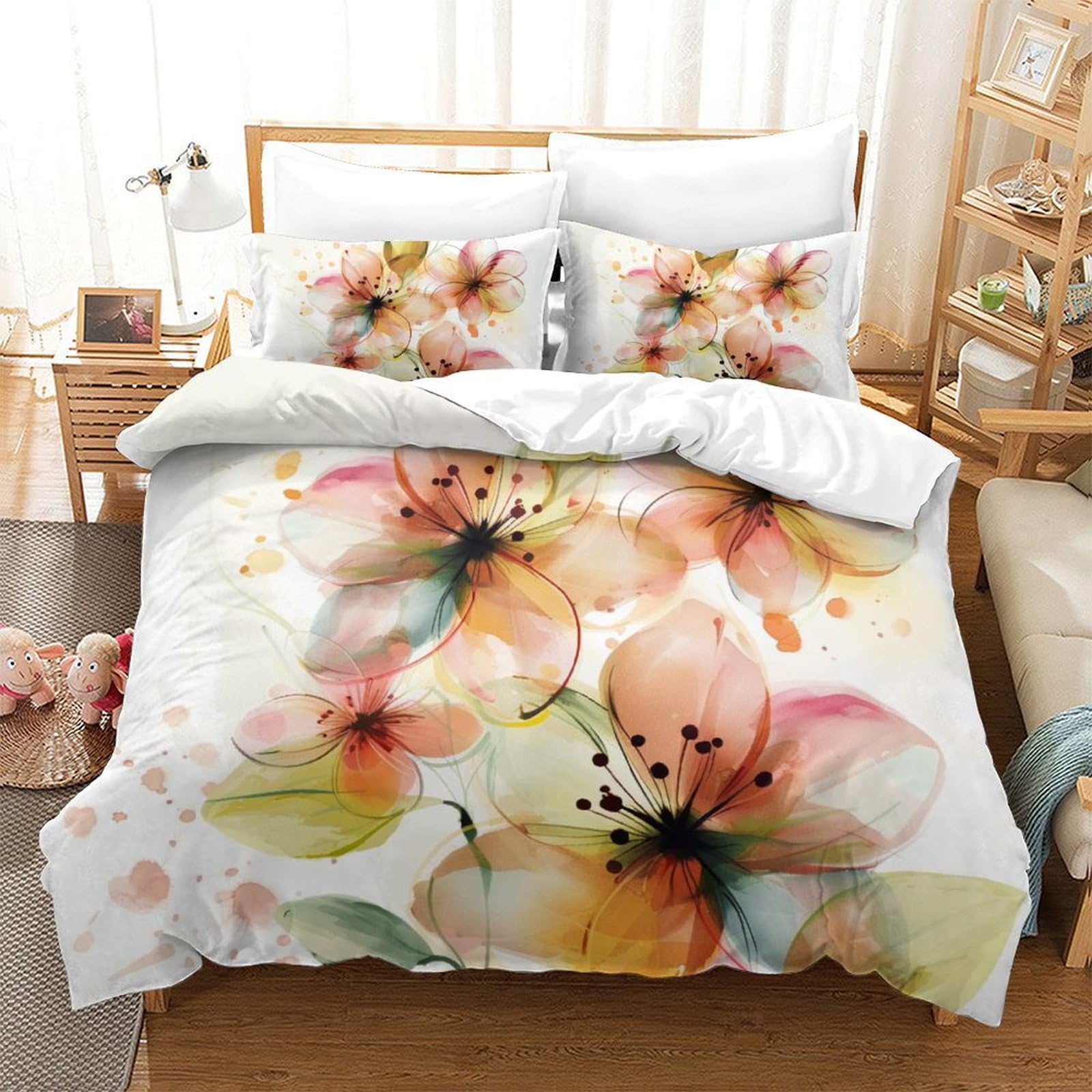 Parure de lit fleurs aquarelle 3D pour transformer votre chambre en une oasis de fraîcheur
