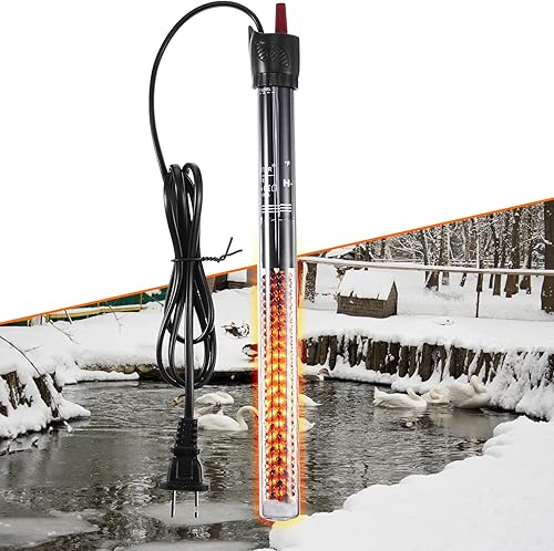 Miniatura 6 de VIHOSE Calentador de estanque para exteriores de 300 W, calentador de estanque pequeño, calentador de tanque sumergible para estanques pequeños, con