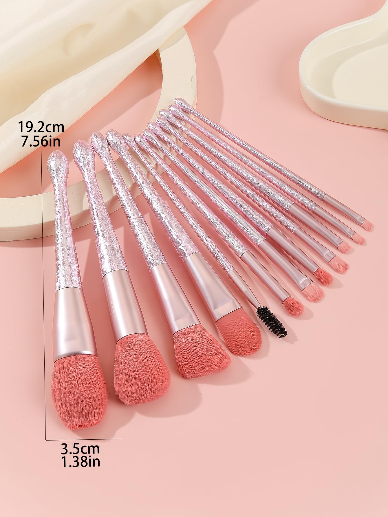 BRUSH ARTIST - Juego de 12 brochas de maquillaje sintéticas rosas de alta calidad con bolsa de maquillaje, brocha para polvo facial, brocha de contorno, brocha para rubor, brocha para sombra de ojos,