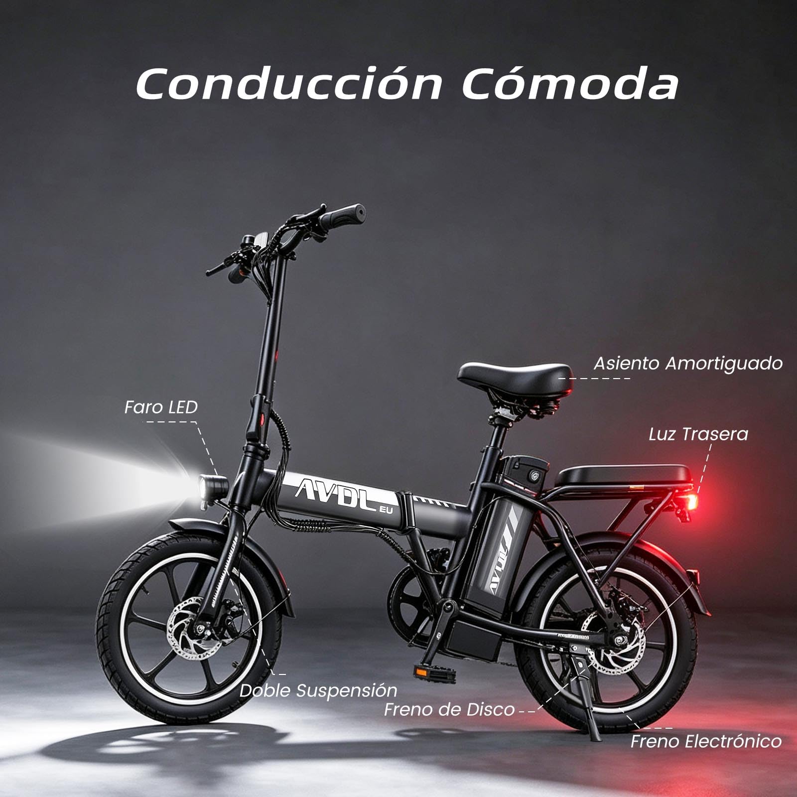 16" Vélo Électrique Pliable Adulte Autonomie 30-50km,Batterie 36V 12.8Ah，250W Vélo électrique 3 Vitesses,Double Frein à Disque,IPX4,VAE Urbain et Loisirs Ebike Unisexe,120KG Load