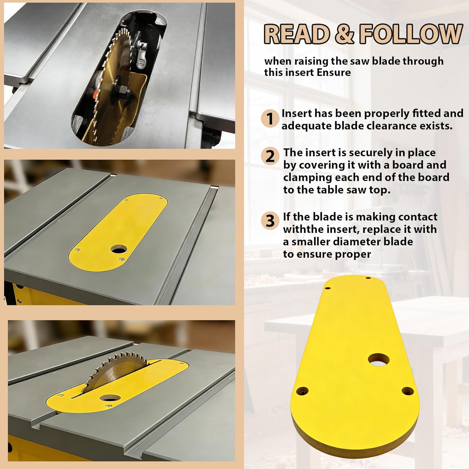 Zero Clearance Inserts for DeWalt Table Saw 7491, 7491RS, 745, 7480, 7490 (Type 1), 744, 746 - Includes Leveling Screws for Precise Cuts, 2-Pack