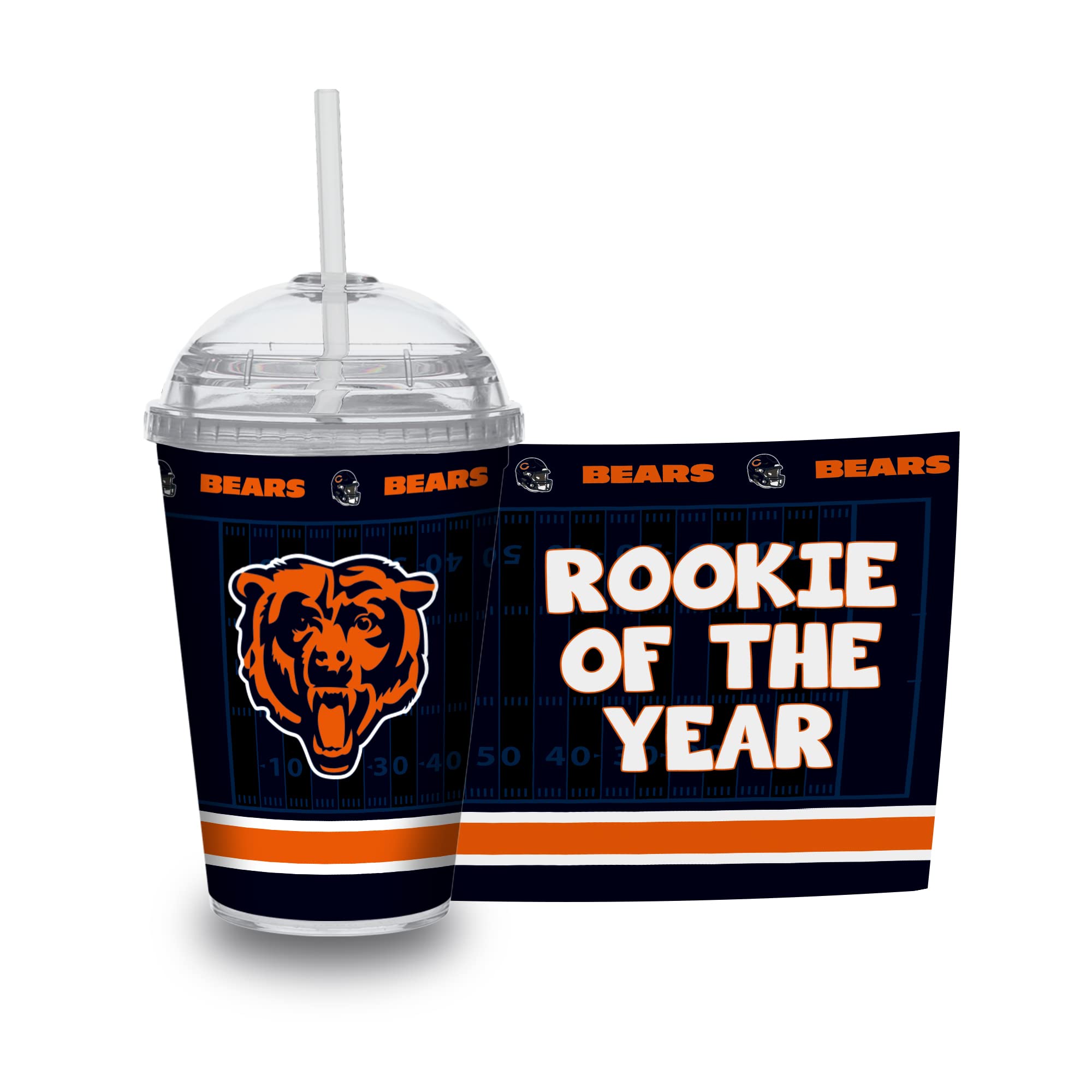 Rico Industries NFL Football Rookie of The Year 12oz Acrylic Tumbler, Youth Tumbler with Swirly Straw