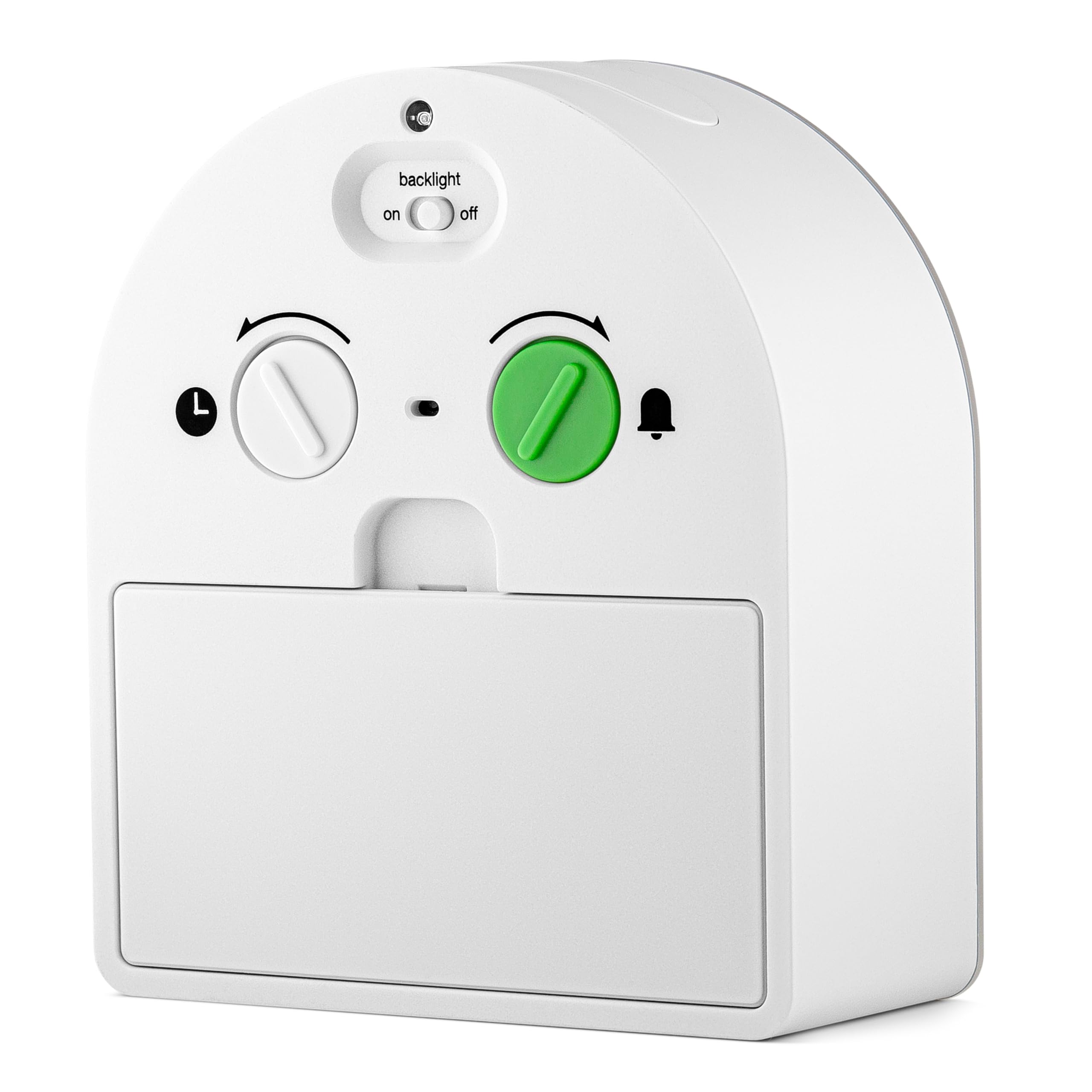 Braun analoger Zeitlehrer Wecker mit Schlummerfunktion, kontinuierlicher Hintergrundbeleuchtung, geräuscharmem Quarzwerk, leicht ablesbarem Ziffernblatt, ansteigender Signalton, Weiß, Modell BC22TW.