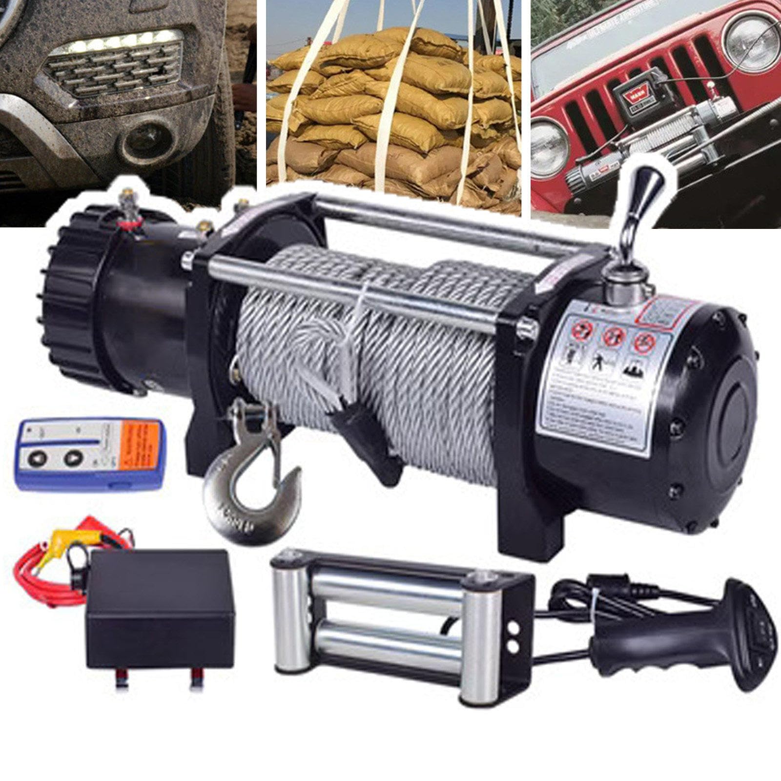 Elektryczna Wciągarka 9500-20000 Lbs, Ciężka Stalowa Lina 24 M, 2-Stopniowa Przekładnia Planetarna, Do Atv, Suv, łodzi, Pojazdów Terenowych 12v-9500lbs