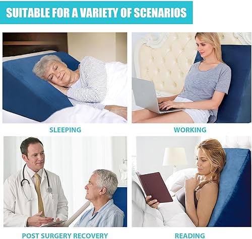 Miniatura 10 de Juego de almohadas de cuña de espuma para cama  Almohada de lectura y almohada de cuña de apoyo de espalda para dormir  2 almohadas separadas para