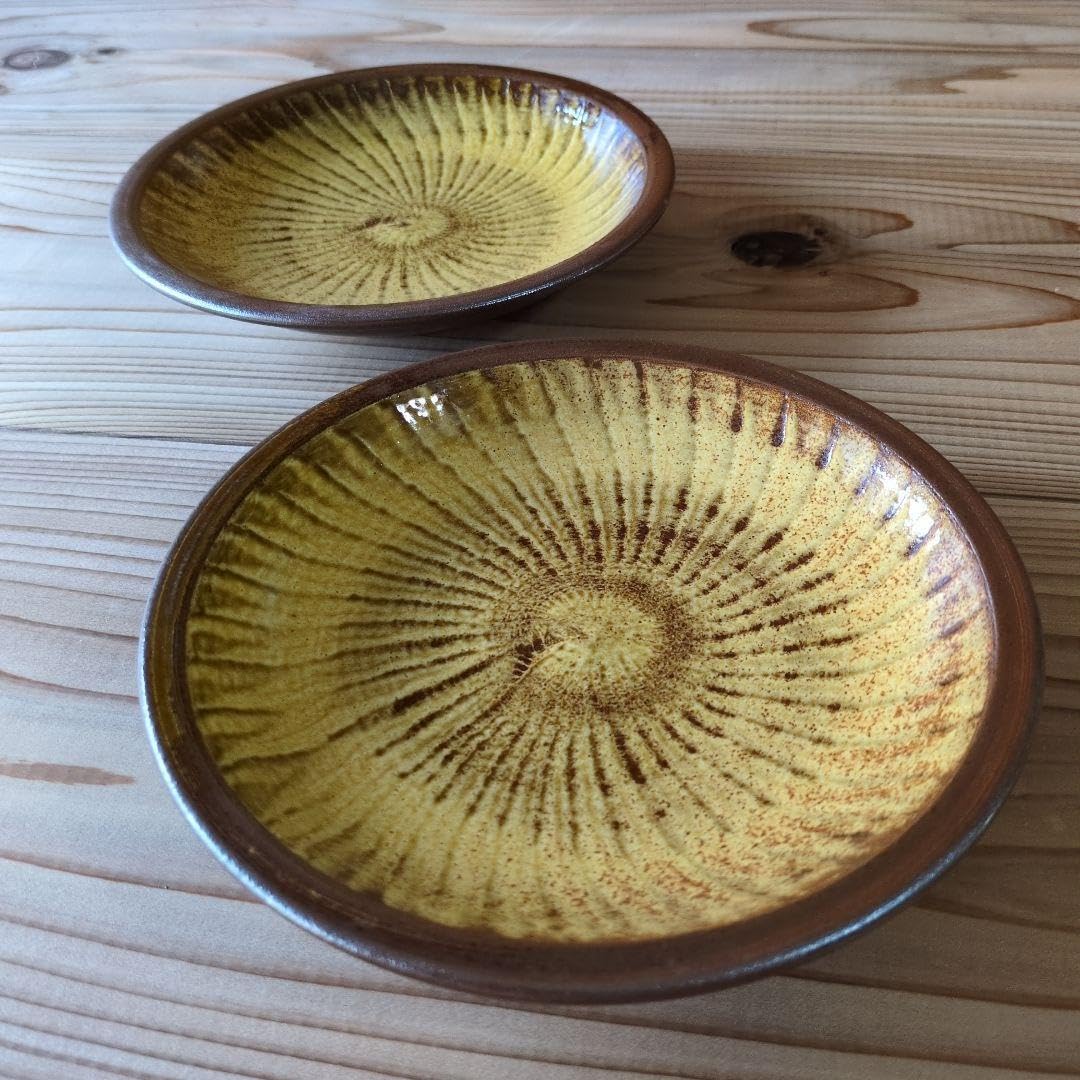 Koishiwara Ware Ota Tetsuzo Kiln 6 inch Plate, Medium Plate, Brush, Folk Craft Pottery, Tableware, Ogata Ware, 2 Pieces