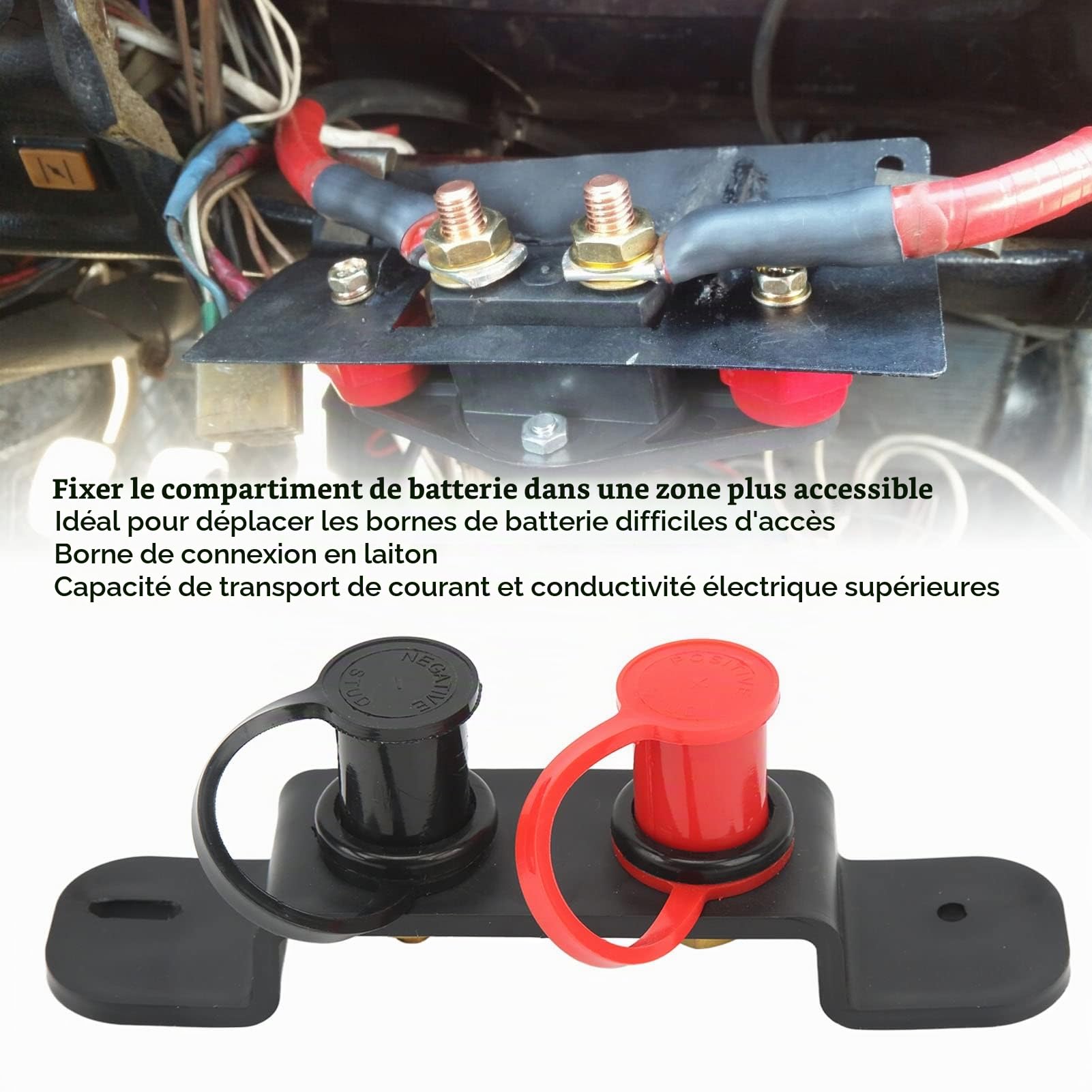 Kit de Relocalisation des Bornes de Batterie de Démarrage de Batterie de Voiture UTV Outil de Chargement de Batterie à Distance Les Bornes de Cavalier Fonctionnent pour UTV ATV Voiture Camions RV Trac