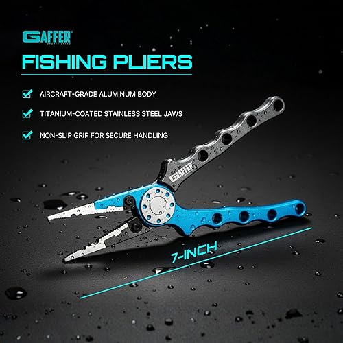 Miniatura 2 de Gaffer Sportfishing Alicates de pesca de aluminio Diseño con resorte y cortadores de carburo de tungsteno para dar rienda suelta a tus habilidades