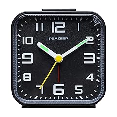 Peakeep 3 D Numbers No Tick Tock Analog Alarm Clock with Classic Beep Sound, Snooze, Manual Light