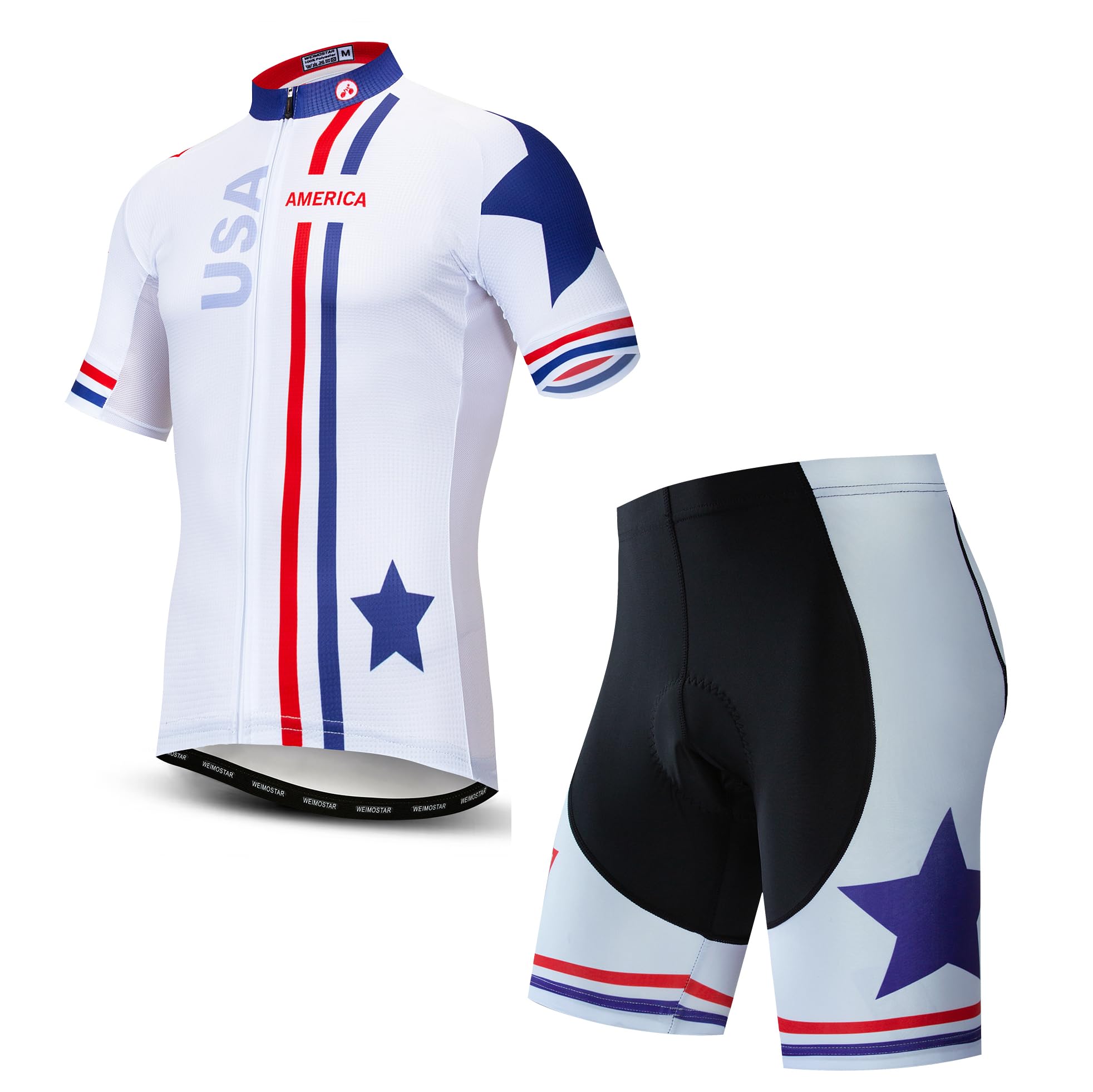 Hotlion Men's Cycling Jersey Sets Gel Pad Summer Bike Clothing Suit Breathable Bike Clothes with 3 Rear Pockets