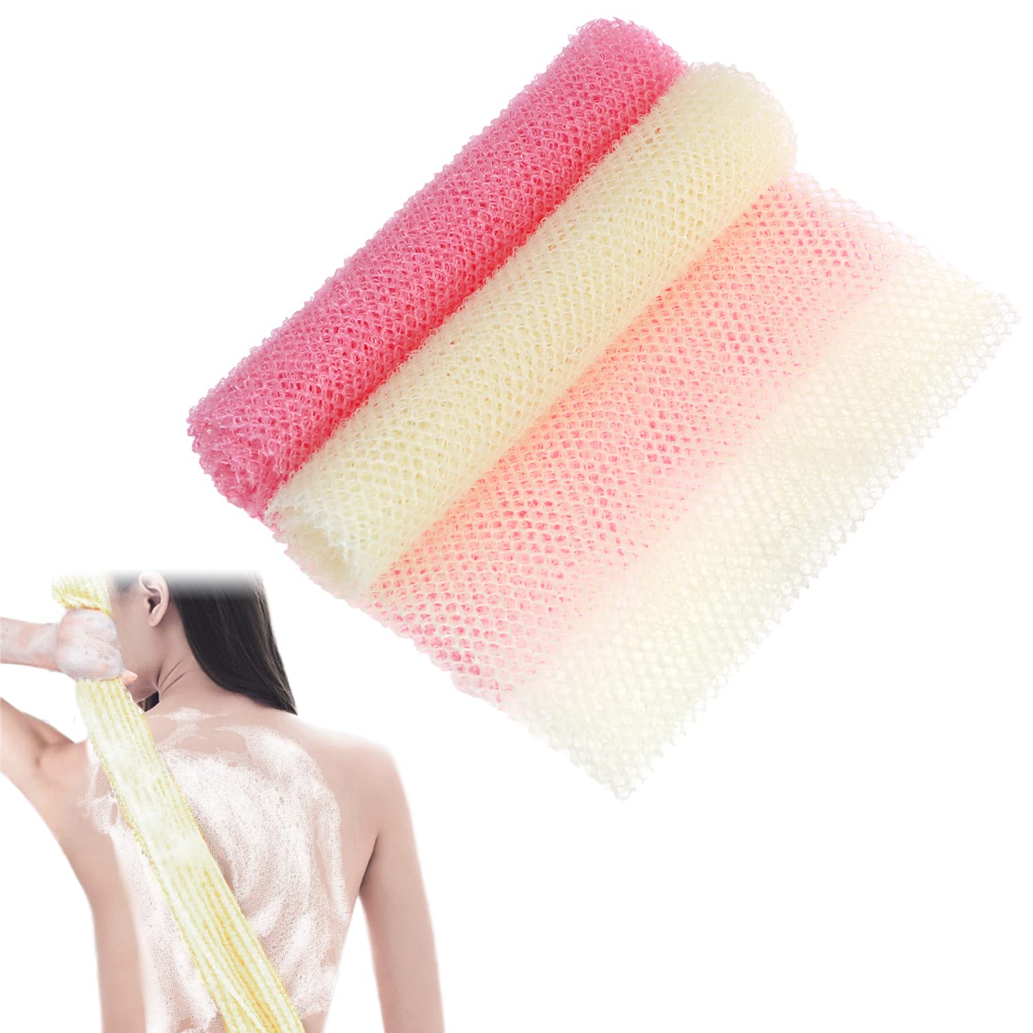 2Pcs African Body Exfoliating Net,Deep Cleaning African Net Bathing Sponge Washcloths Loofah Back Scrubber Mesh Bath Sponge for Bathing Exfoliating Men Women