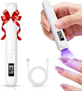 Handheld UV Light for Gel Nails, Mini Portable Cordless Nail Lamp with LCD Display, 2 Timers for Fast Extension, Flash Curing for Glue, Gel Nail Strips at Home,Travel, White