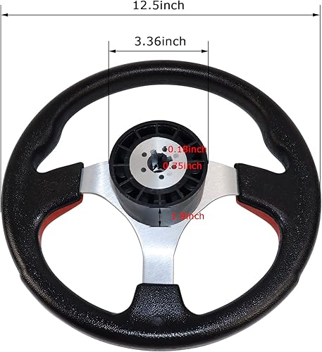 Miniatura 2 de 12.4" Boat Steering Wheel with 34 Tapered Shaft, Anti-Slip PU Carbon Fiber Steering Wheel for Seastar and Verad, etc. for Marine Boats, Vessels,