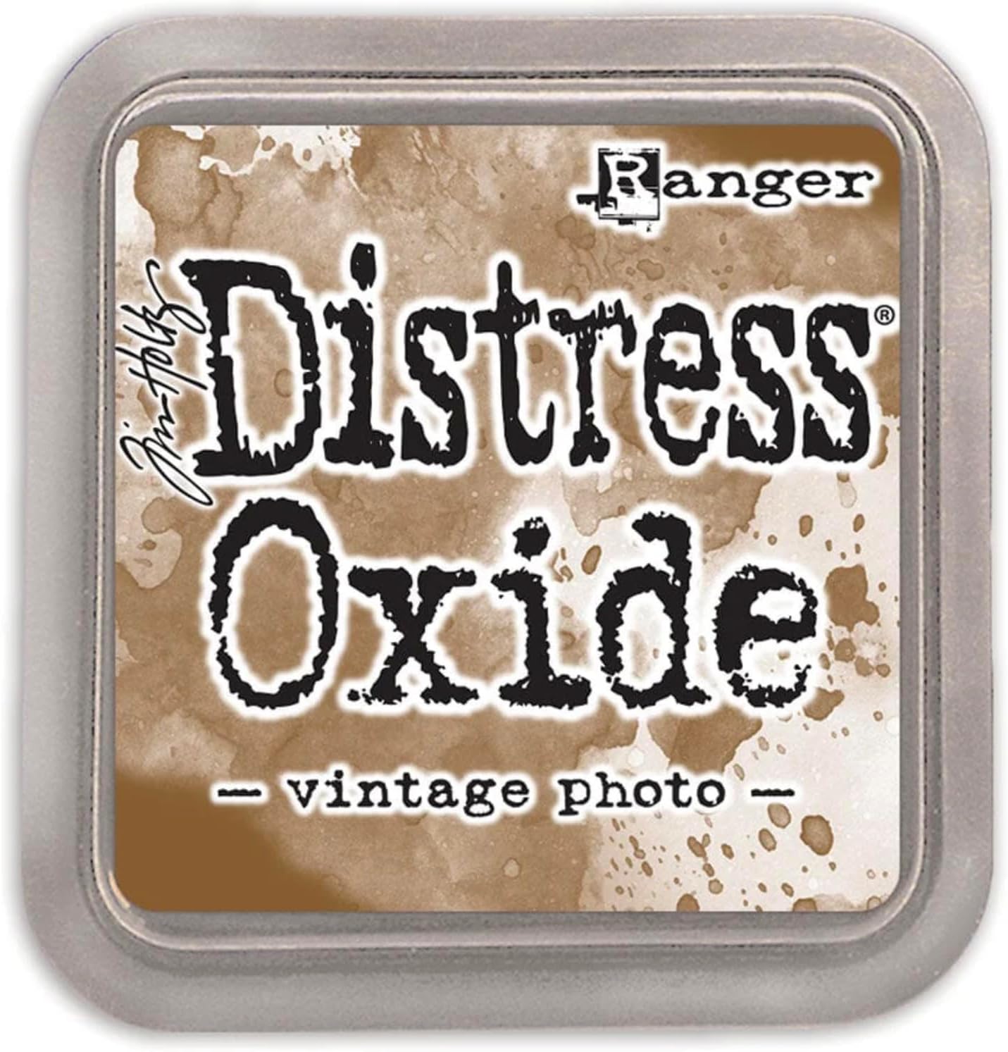 Tim Holtz Ranger Distress Oxide Ink Pads - 3"x3" with Reinkers - Black Soot, Walnut Stain, Vintage Photo, Antique Linen & 2 Carnora Ink-Blenders