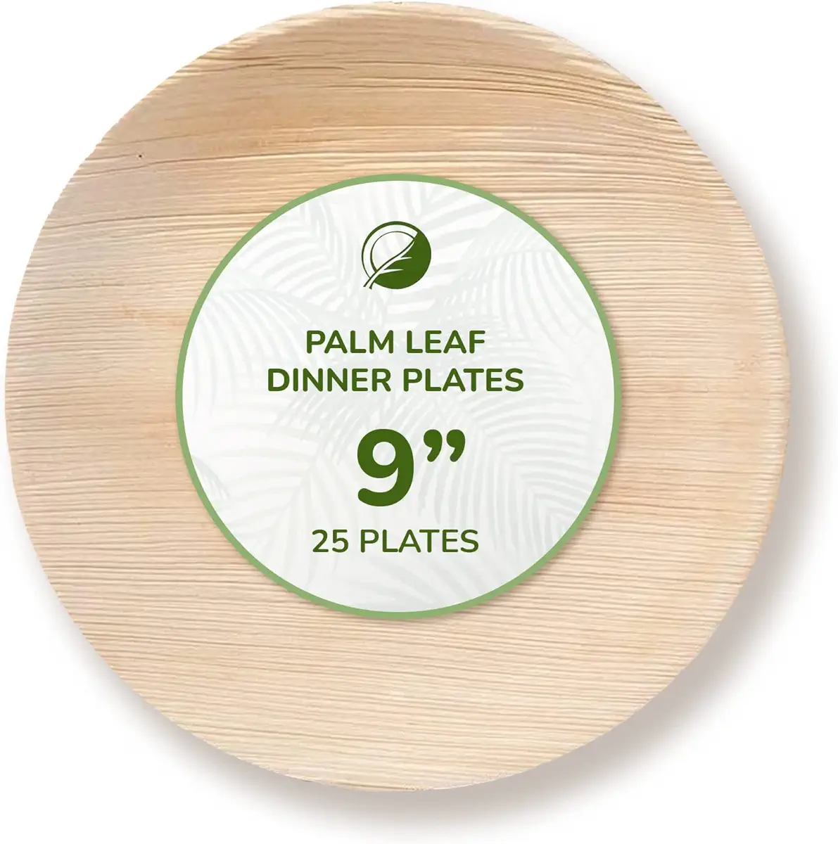 Palm Leaf Plates - Environmentally Disposable Tableware | 25 Pieces | 9 Inches Round | Bamboo Style | Biodegradable &amp; Compostable