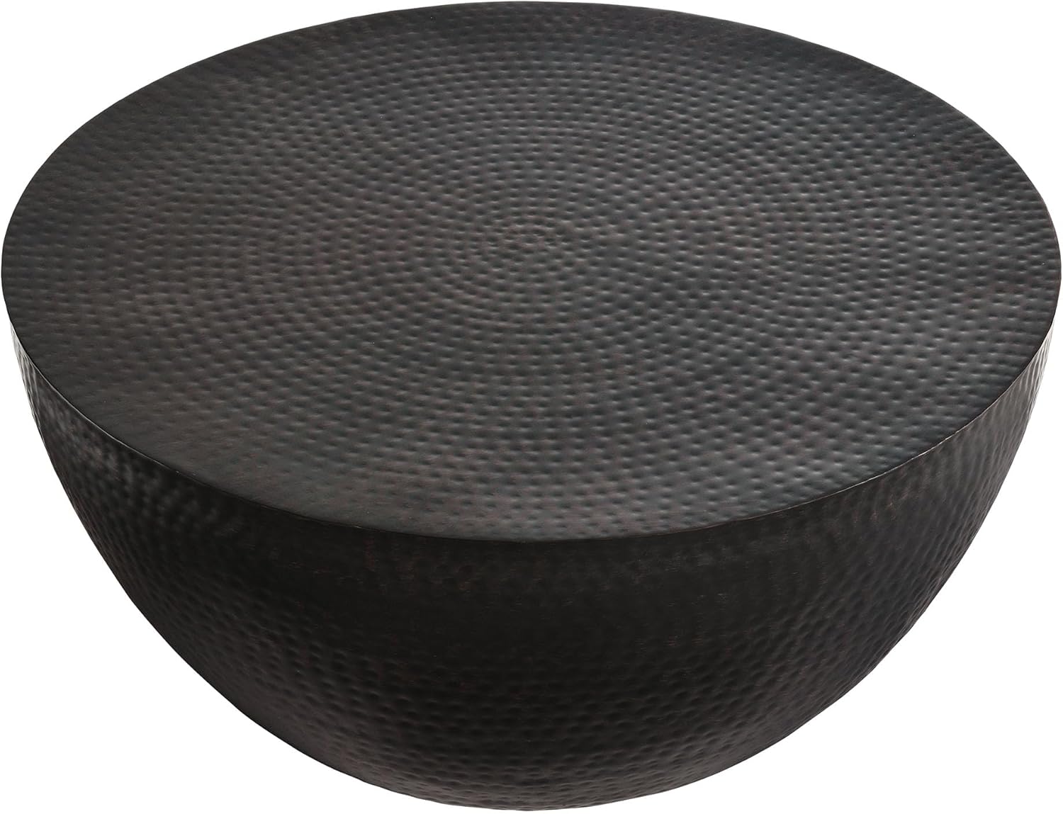 Modway Mella Metal Hammered 32 Inch Coffee Table in Black – Modern Living Room Drum Center Coffee Table