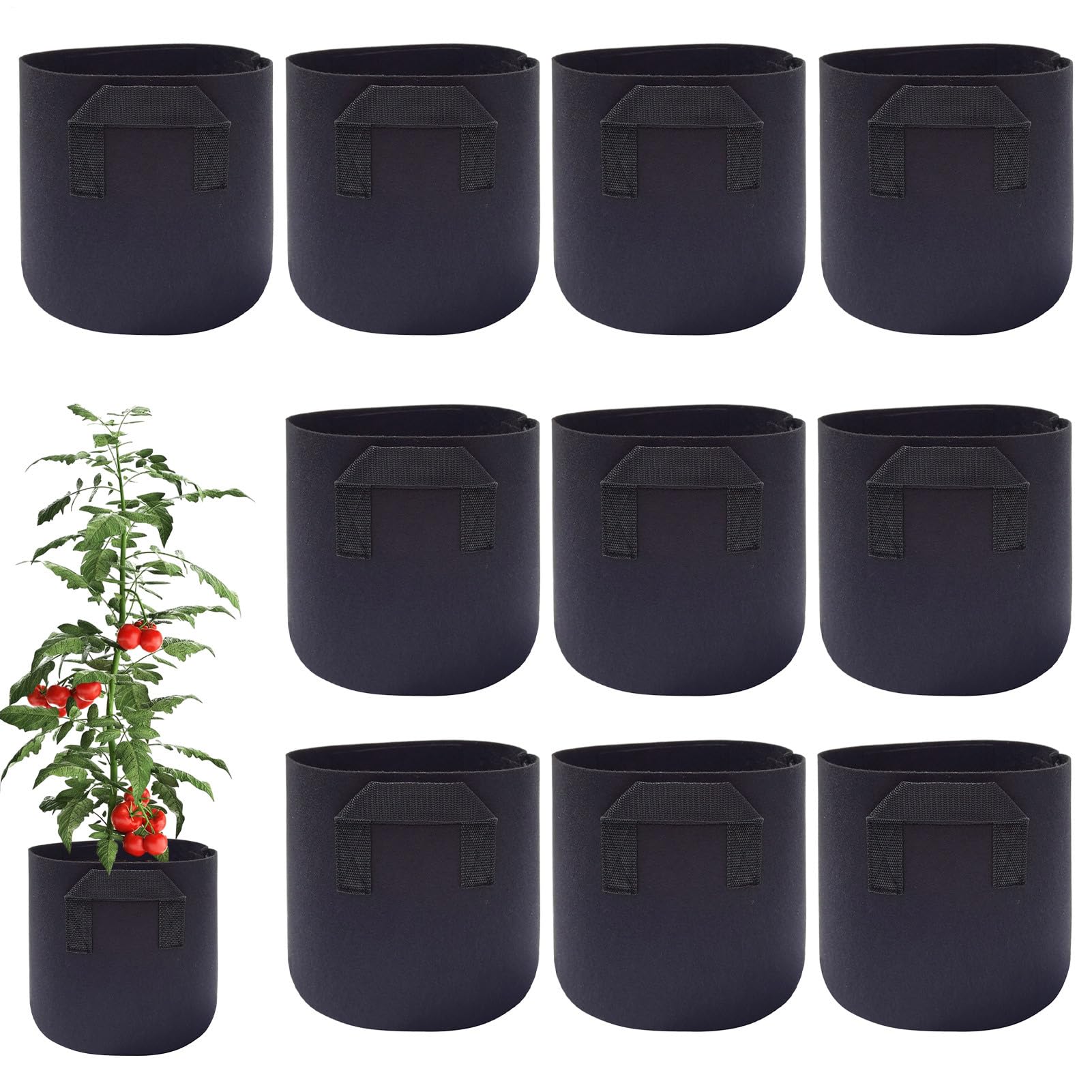 Sacs De Culture Pour 10 Conteneurs Non Tissés Portables Et Respirants | Pots De Jardin Non Tissés Épaissis Pour Le Jardinage En Extérieur Intérieur Balcon Serre Parc Et Plantation