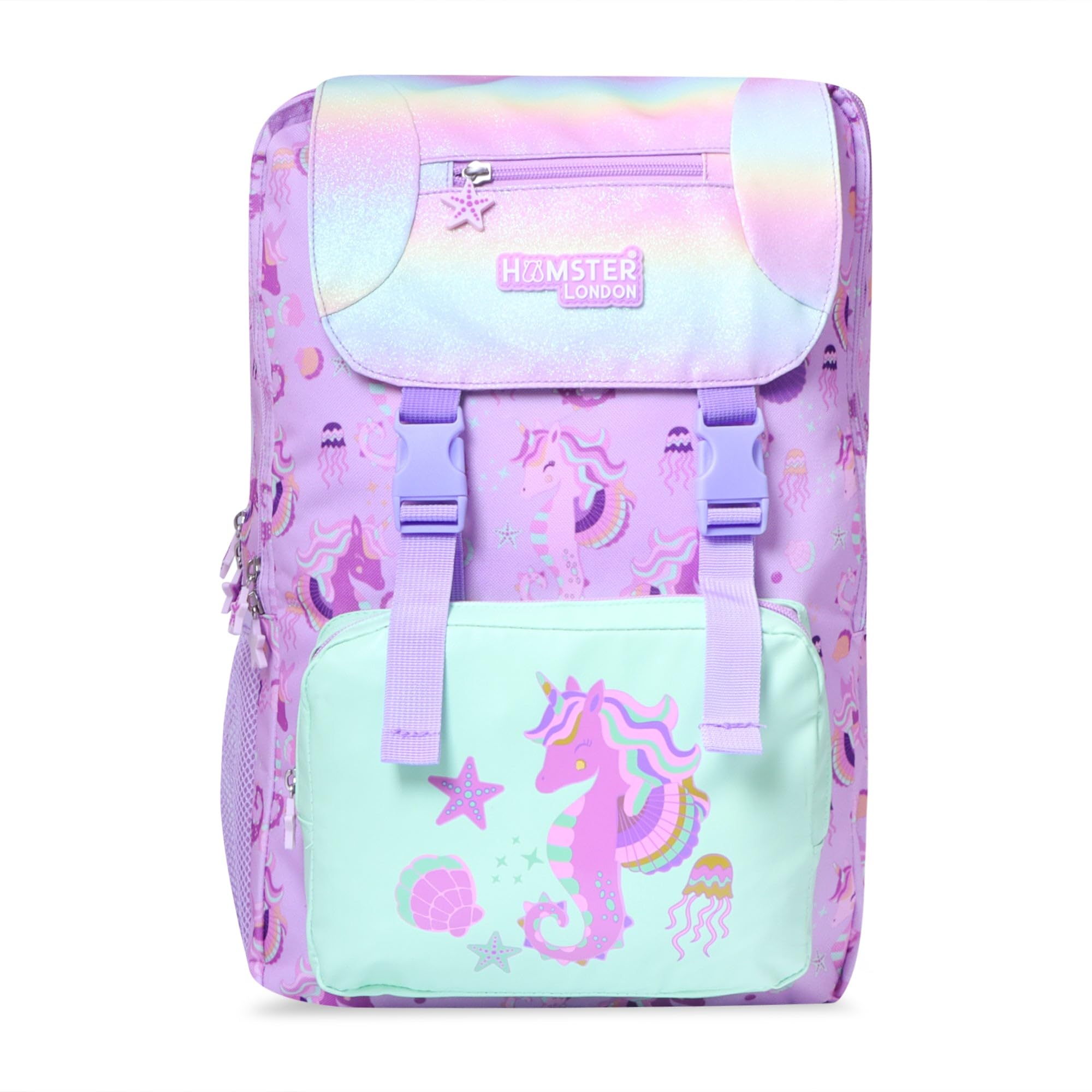 Twinkle Horn Unicorn Backpack Jumbo –15.9L Spacious Purple Backpack| Durable PU Material, Water-Resistant | 3 Zipped Compartments & Padded Straps(L12cm x W5cm x H17cm)