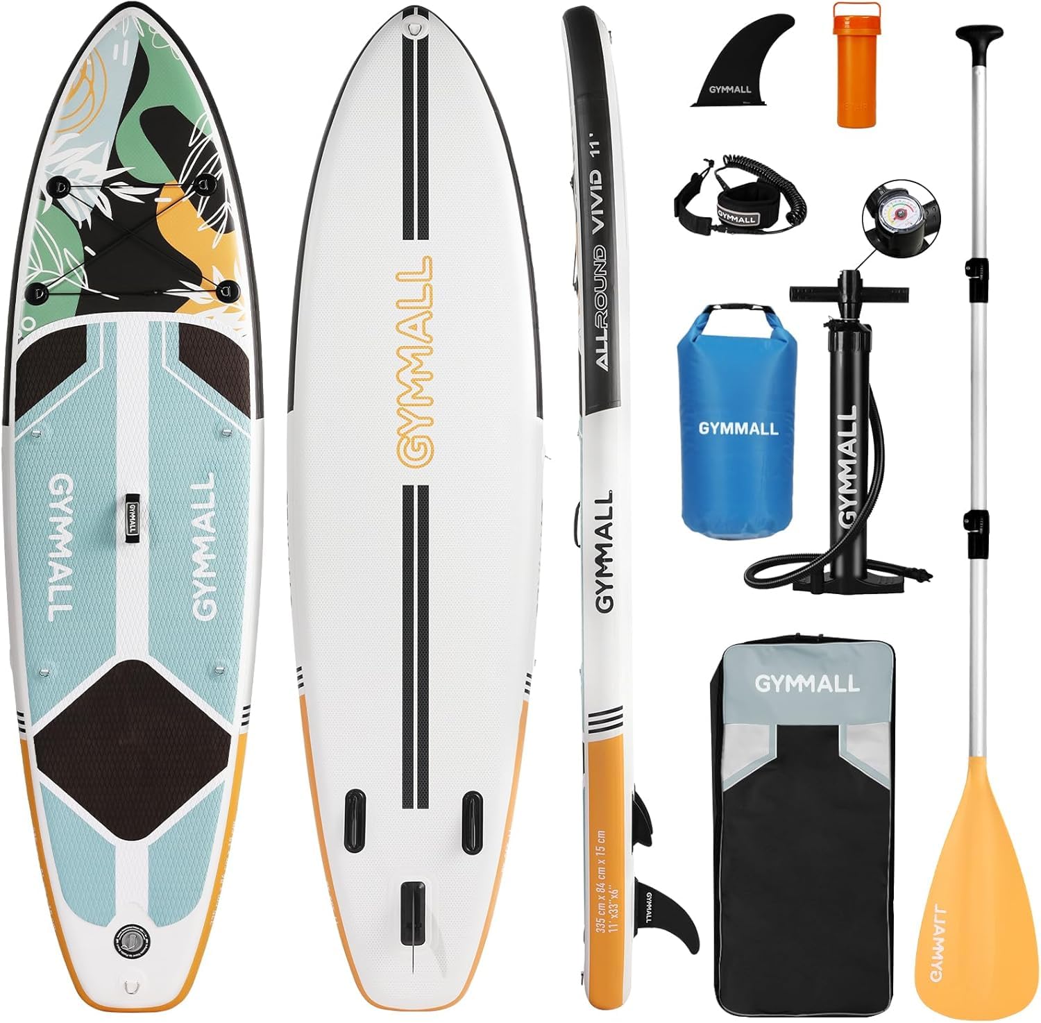 GYMMALL Stand Up Paddling Board, Aufblasbares Sup Board für Erwachsene und Jugendliche aller Könnensebenen, Blow Up Paddleboards mit breitem, rutschfestem Deck, Premium Zubehör und Aufbewahrungstasche