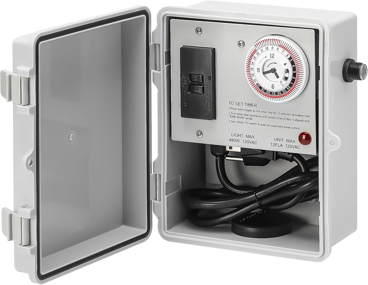 briidea Multi-Purpose Control Panel for 1/2-1HP Fountains, Circulators, Surface Aerators with 24-Hour Timer Switch, Fountain and Lighting Control, GFCI Protection, IP65 Ideal for Gardens & Ponds