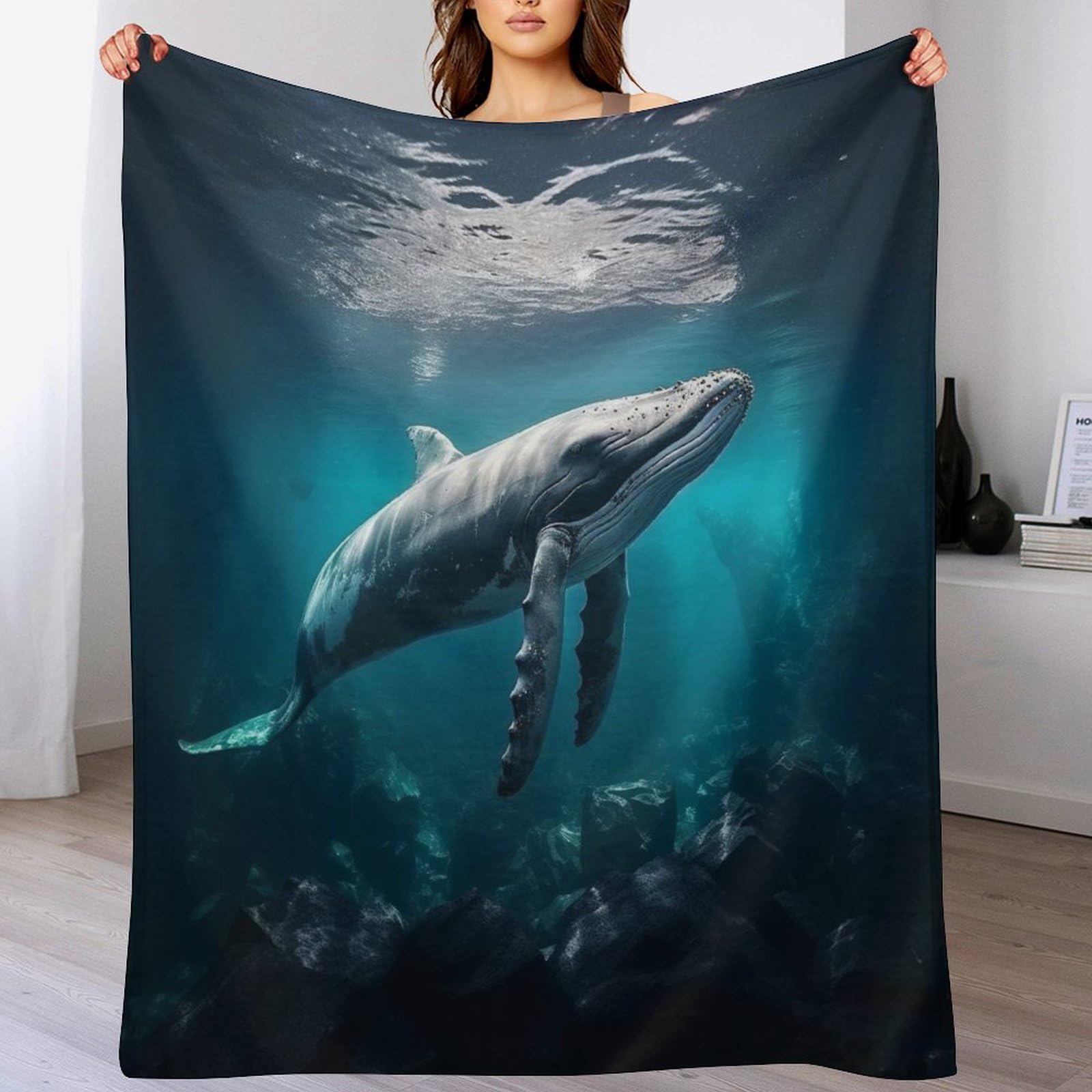 Couverture polaire baleine douce pour vos soirées canapé