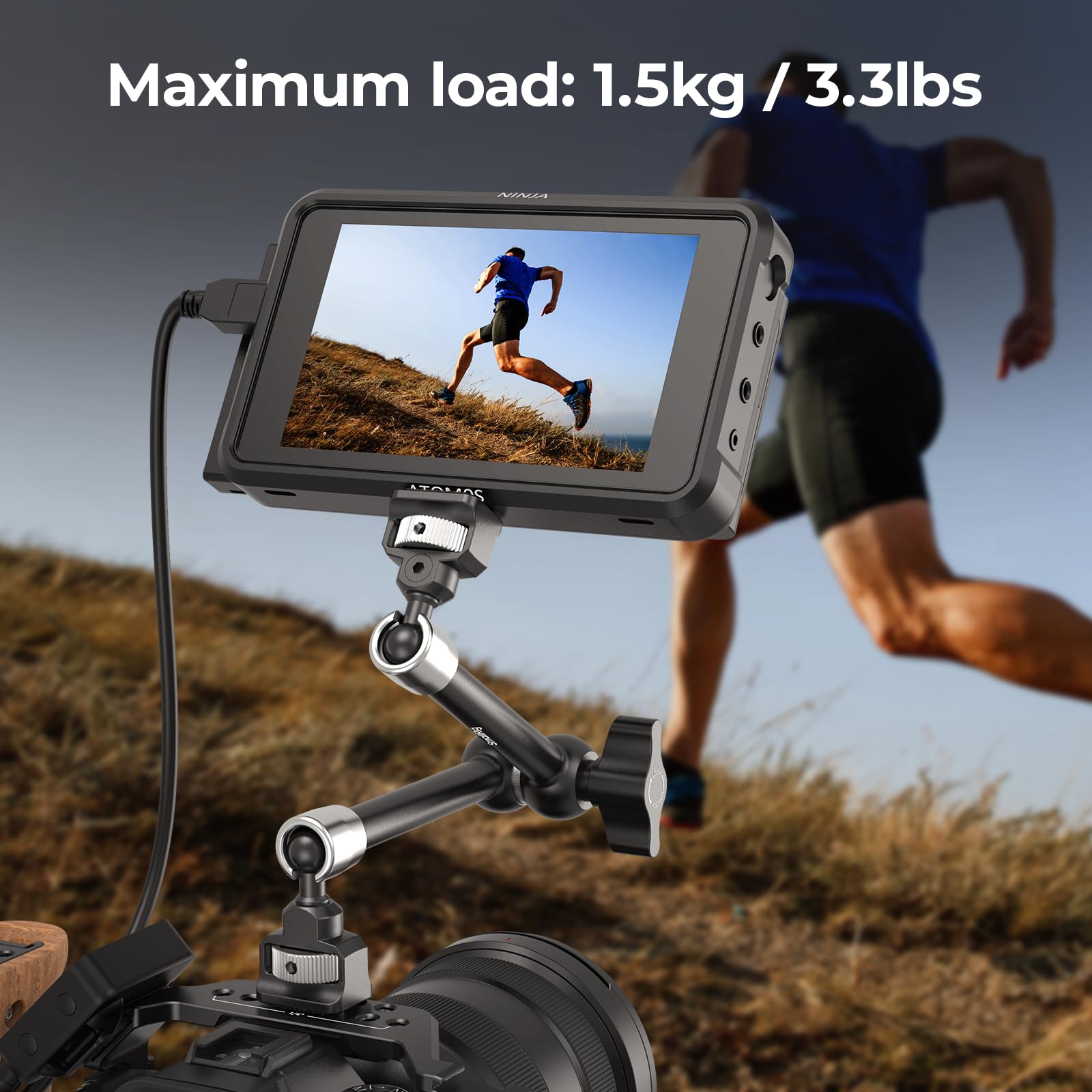 SMALLRIG 11'' Braccio Magico con viti da 1/4"-20 e Perni a Molla, Capacità di Carico 1,5kg, Doppia Testa Sferica 360°, Design Antiscivolo per Fotocamere/ Luci/ Monitor/ Microfoni/ Telefoni - 5309