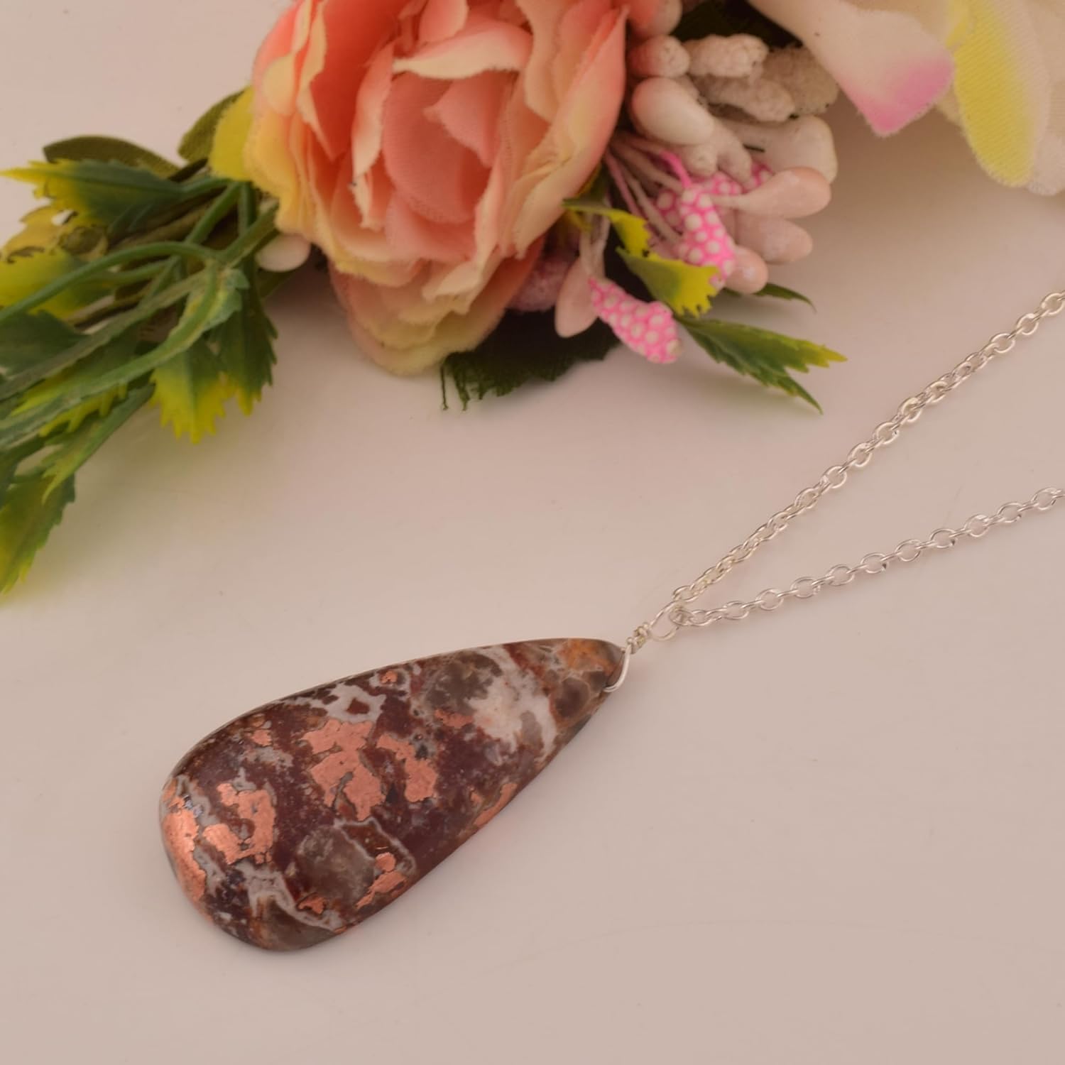 Copper Dolomite Crystals Pendant Necklace, Pear Cabochon Gemstone, Energy Healing Crystals, Jewelry for Women, Handmade Gemstone Jewelry 18 inch AAA+ Quality - Image 5