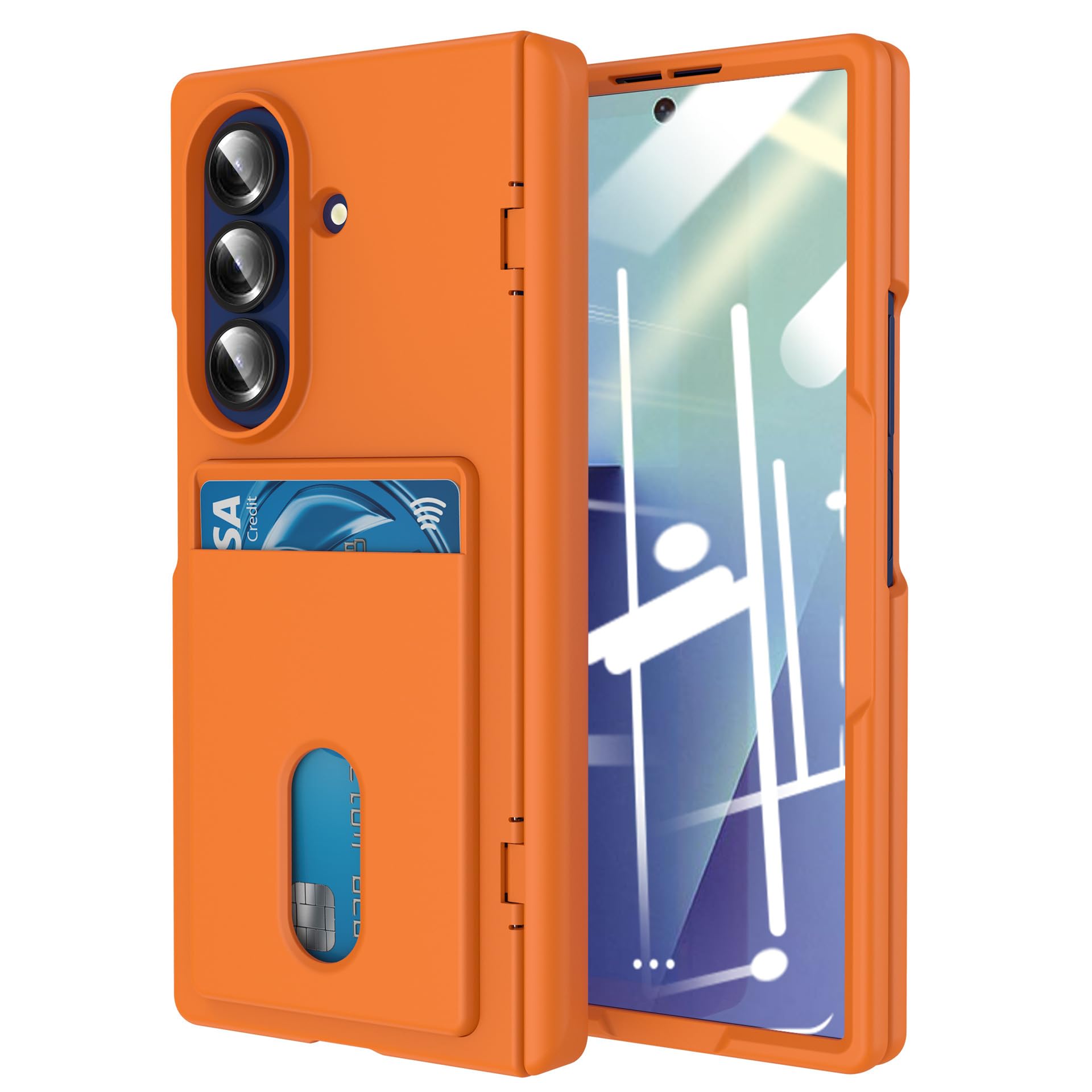 Custodia Sottile For Samsung Galaxy Z Fold 8 Ultra, Pellicola Protettiva For Schermo Custodia For Schede Custodia Posteriore Cerniera Smerigliata Antiurto Anti-Impronte Opaca Cover For PC(Orange)