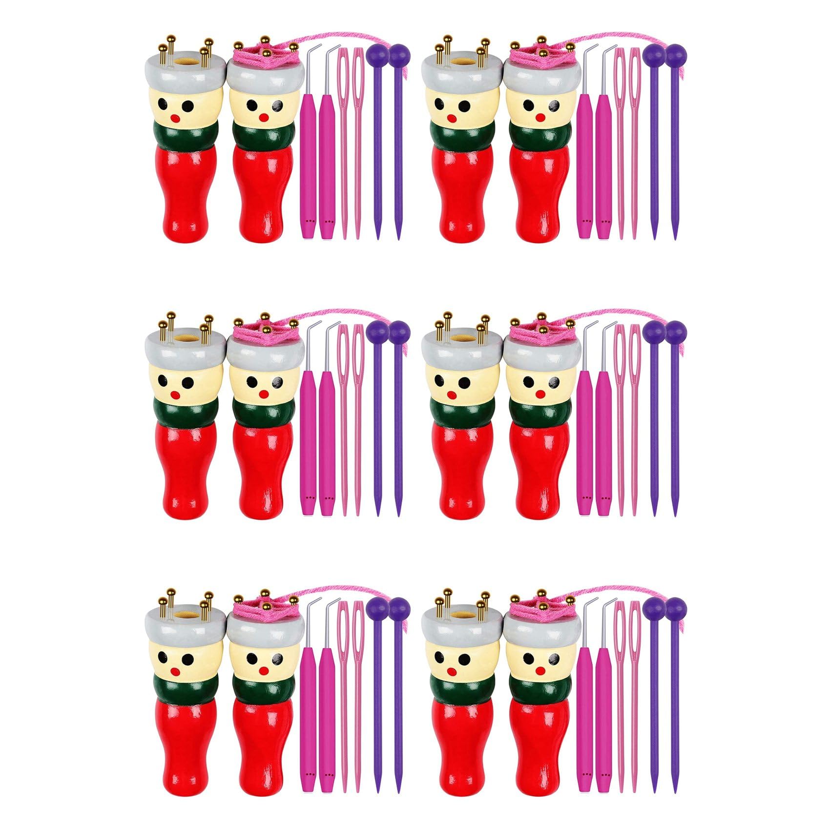 Hndhbfgrt French Knitter Tool 12 Pack, Wooden Knitting Set Spool Knitting Doll Knitting Toy for Making Bracelets, Etc