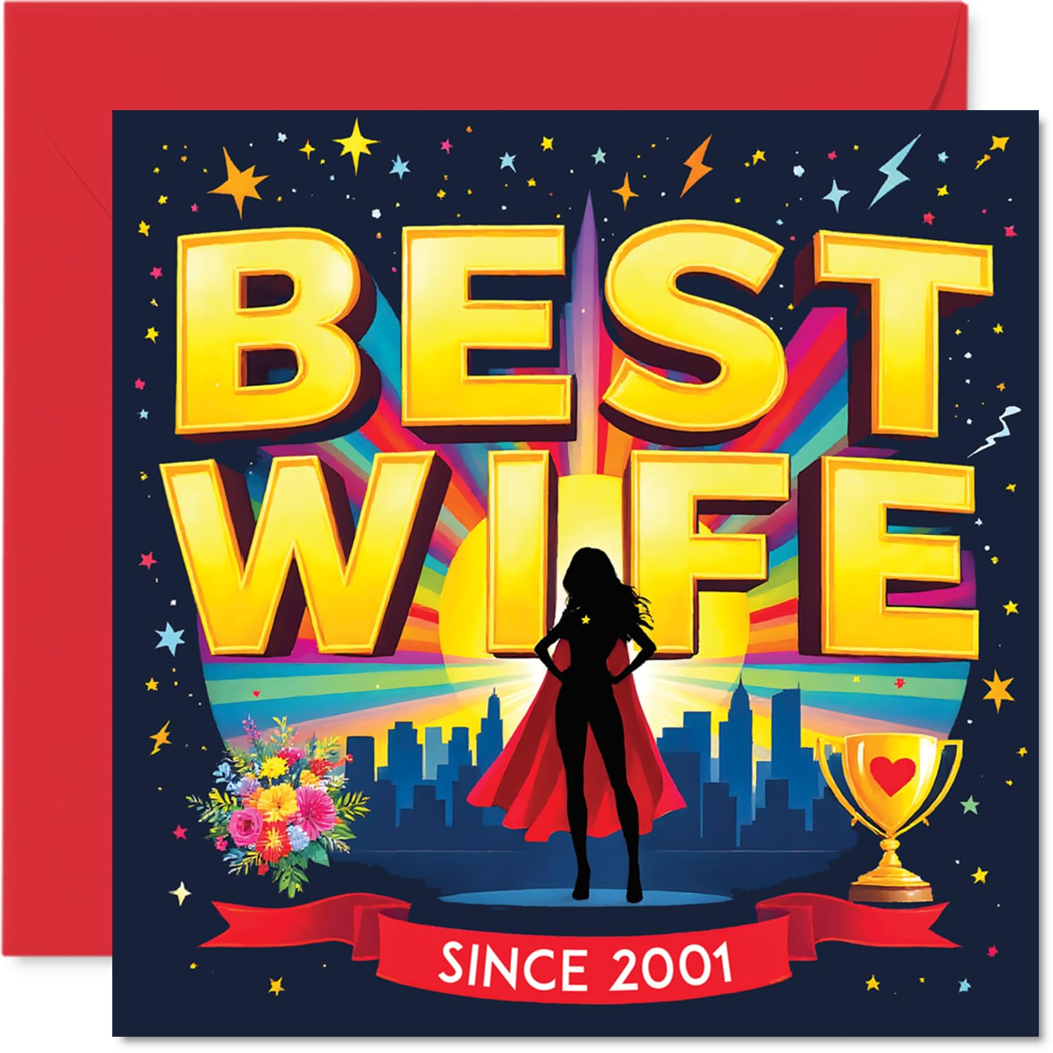 Playful 25th Anniversary Card, Superhero Vibes for Your Best Wife