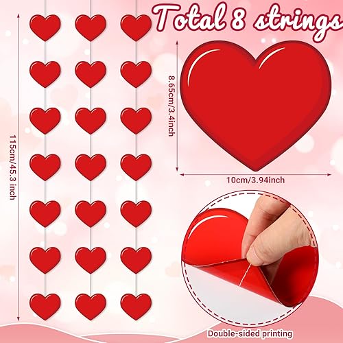 Miniatura 2 de Capoda 8 guirnaldas de papel con forma de corazón rojo para el Día de la Madre, decoración de fiesta para el Día de la Madre, cumpleaños, boda,