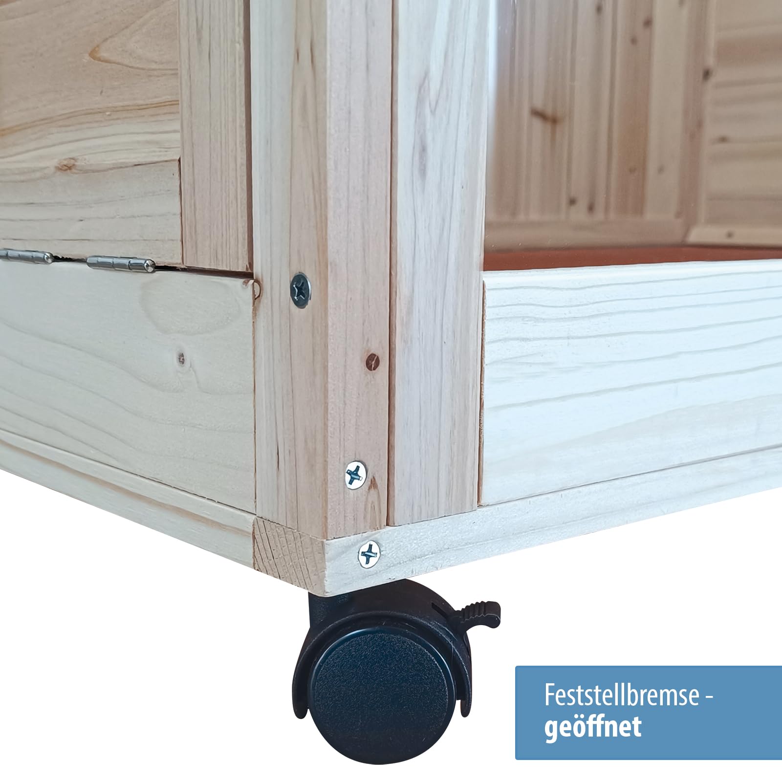Meerschweinchen Stall aus Kiefernholz - 113 cm - Kleintierstall - auf Rollen - Gehege