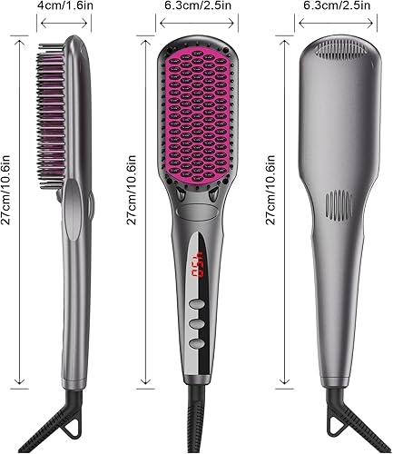 Miniatura 3 de Cepillo alisador iónico de cerámica de Meog Lileis con calefacción de 25 segundos se calienta rápidamente, antiquemaduras y memoria de temperatura,