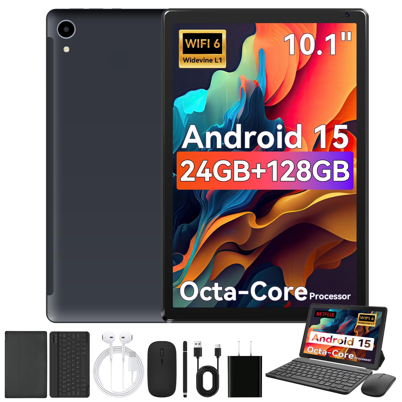 Android 15タブレット 24GB RAM+128GB ROM +2TB Amazon.com : Tablet,10.1