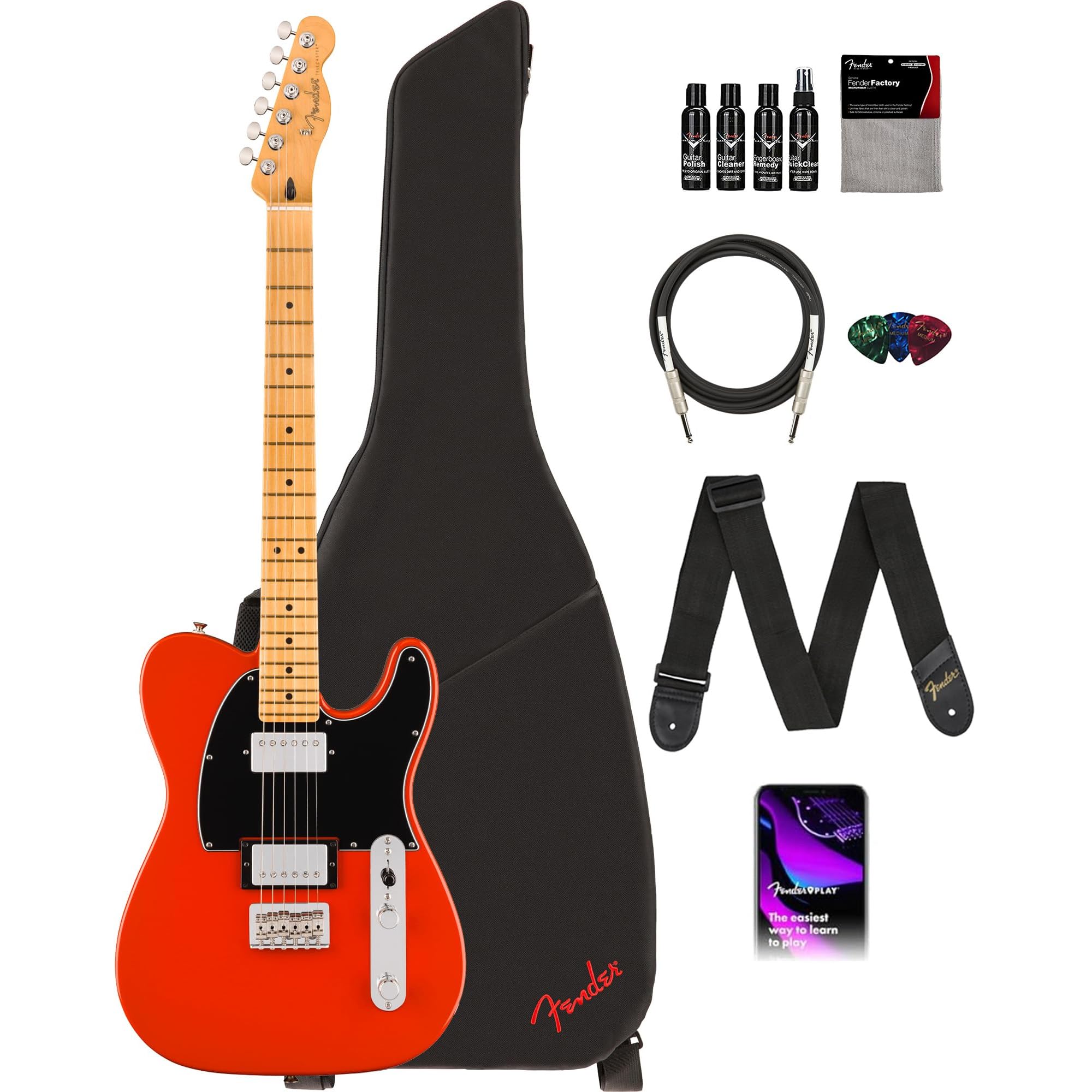 Amazon.com: Fender Player II Telecaster HH - Coral Red Bundle with