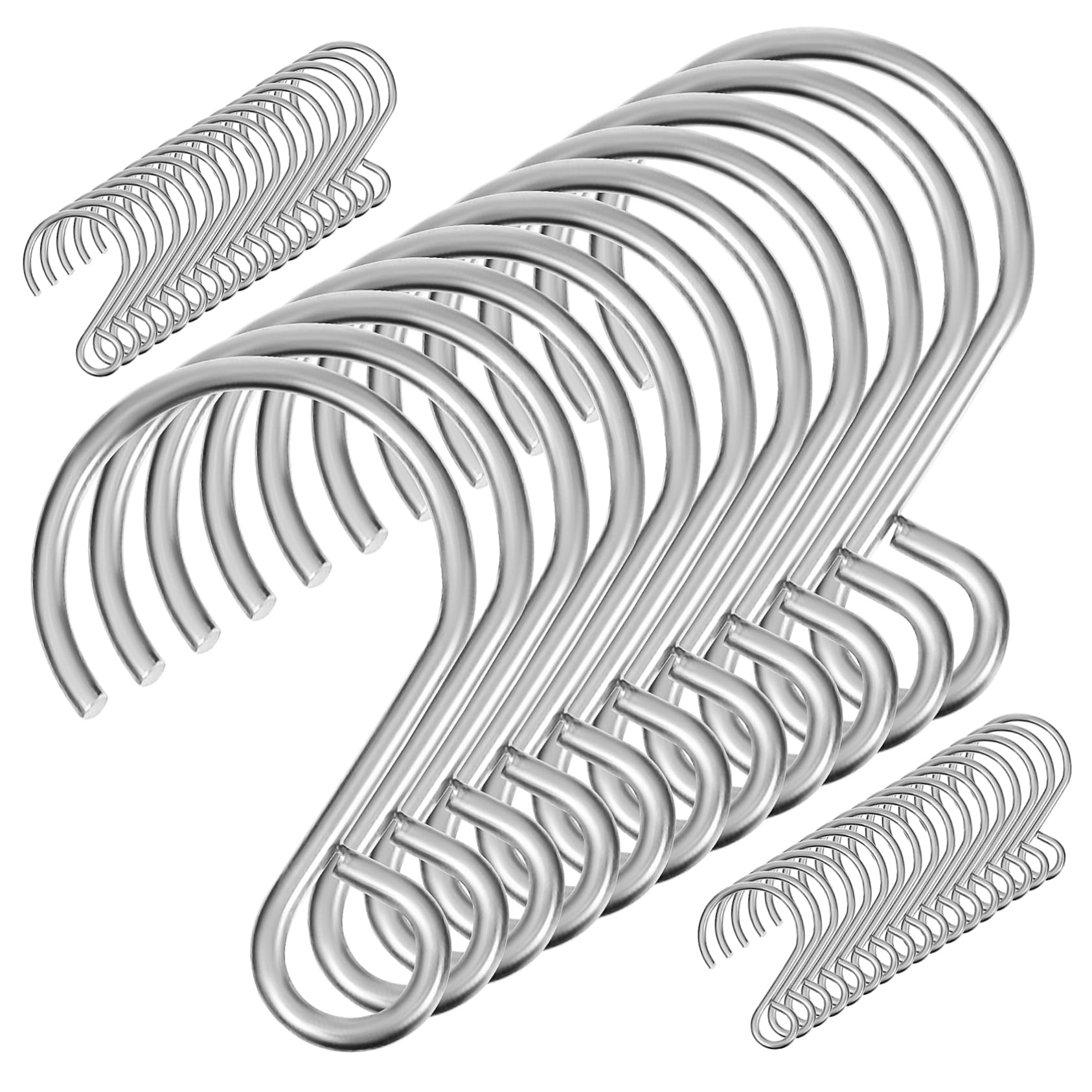 Gatuida S Hooks for Hanging Heavy Duty 100pcs Metal S-Hanging Hooks No Drill Easy to Install for Kitchen Garden