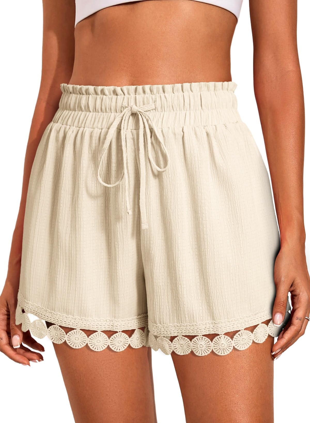 Photo 1 of Dokotoo Women's Beige Drawstring Shorts - Small