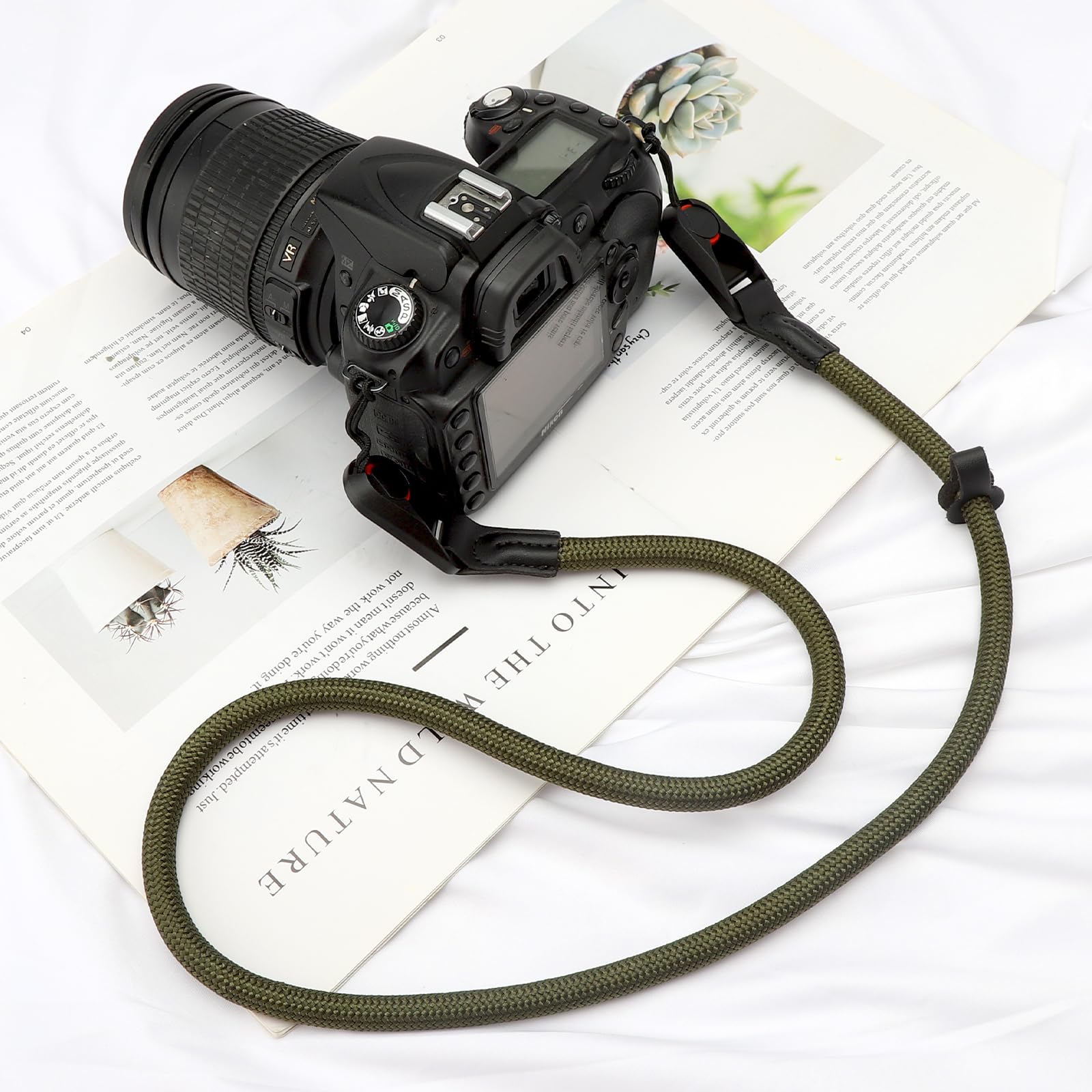 DAWRIS pasek do aparatu, pasek na aparat, system paska do aparatu, pasek linowy do aparatu, pasek wspinaczkowy do aparatu dla lustrzanek SLR DSLR cyfrowych lub bezlusterkowych (zielony)