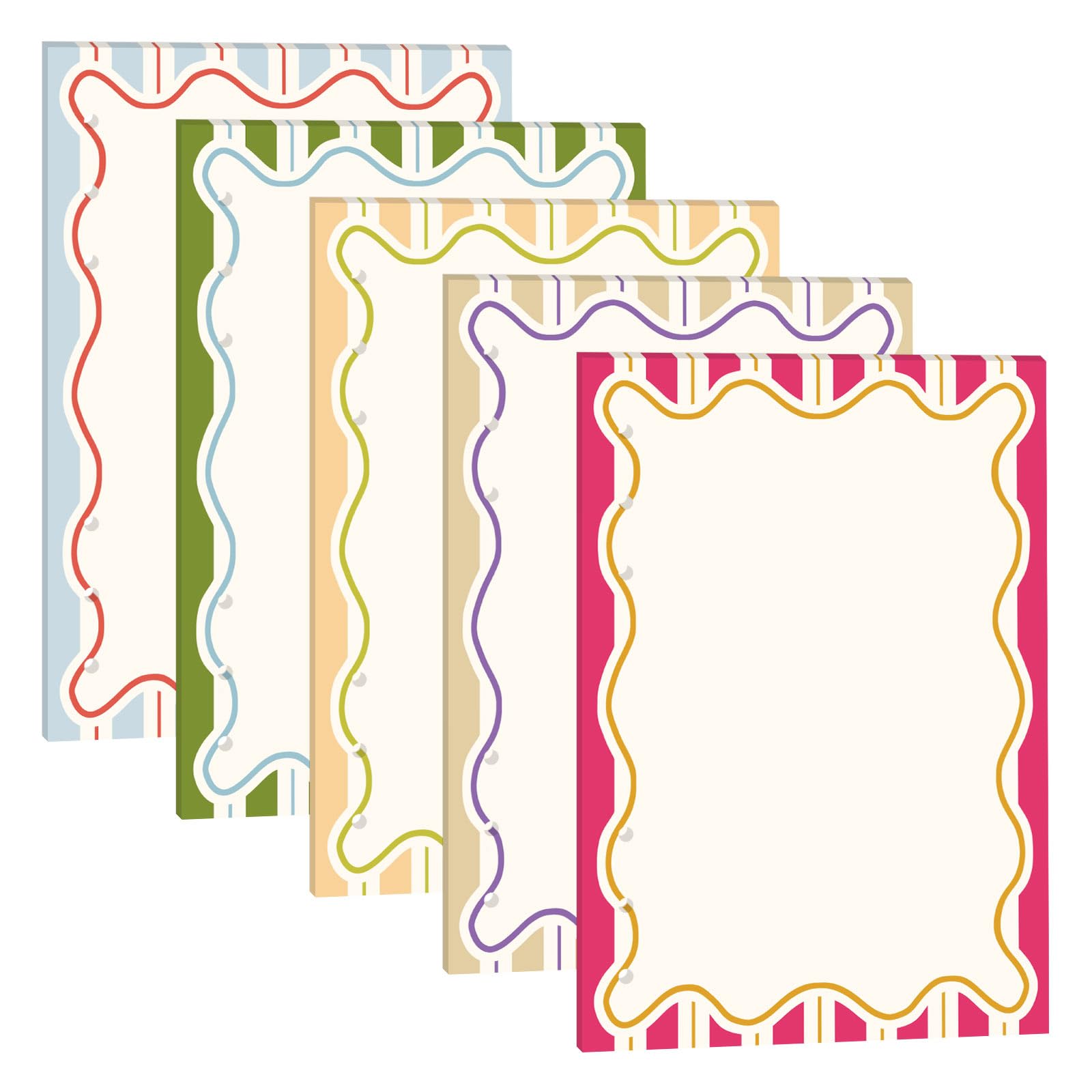 AnyDesign 100 Sheets A5 Planner Inserts Refill Paper Retro Color Stripe & Wavy Border Blank Loose Leaf Sheet 6-Ring Binder Notebook Filler for Travel Journal Diary Scrapbook Budget