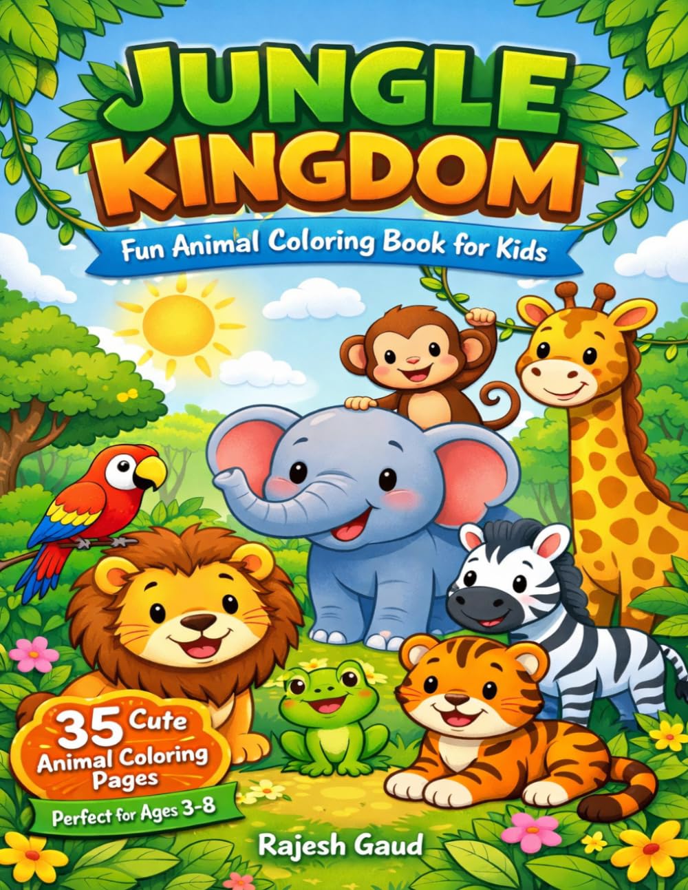 Jungle Kingdom: Fun animal coloring book for kids