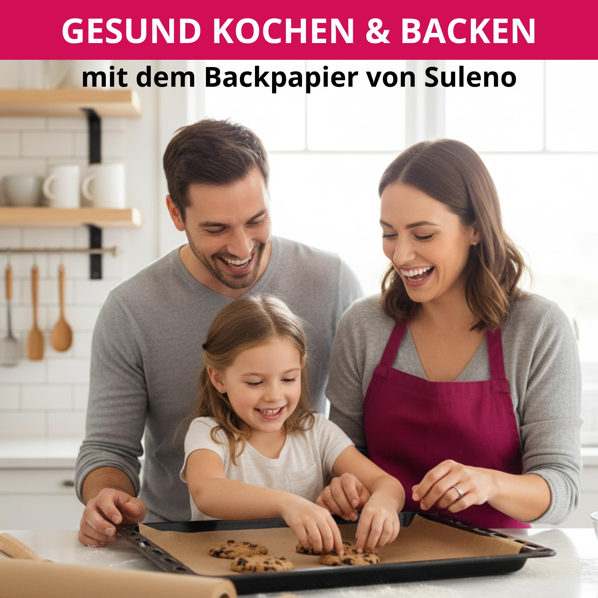 SULENO 5 x Backpapier Rolle, 38 cm x 100 m, 500 m - 5 Rollen | Antihaftbeschichtet, Hitzebeständig bis 220 °C, Beidseitig Silikoniert, Naturbraun