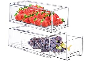 2-Pack Stackable Drawer Organizer Bins for Fridges